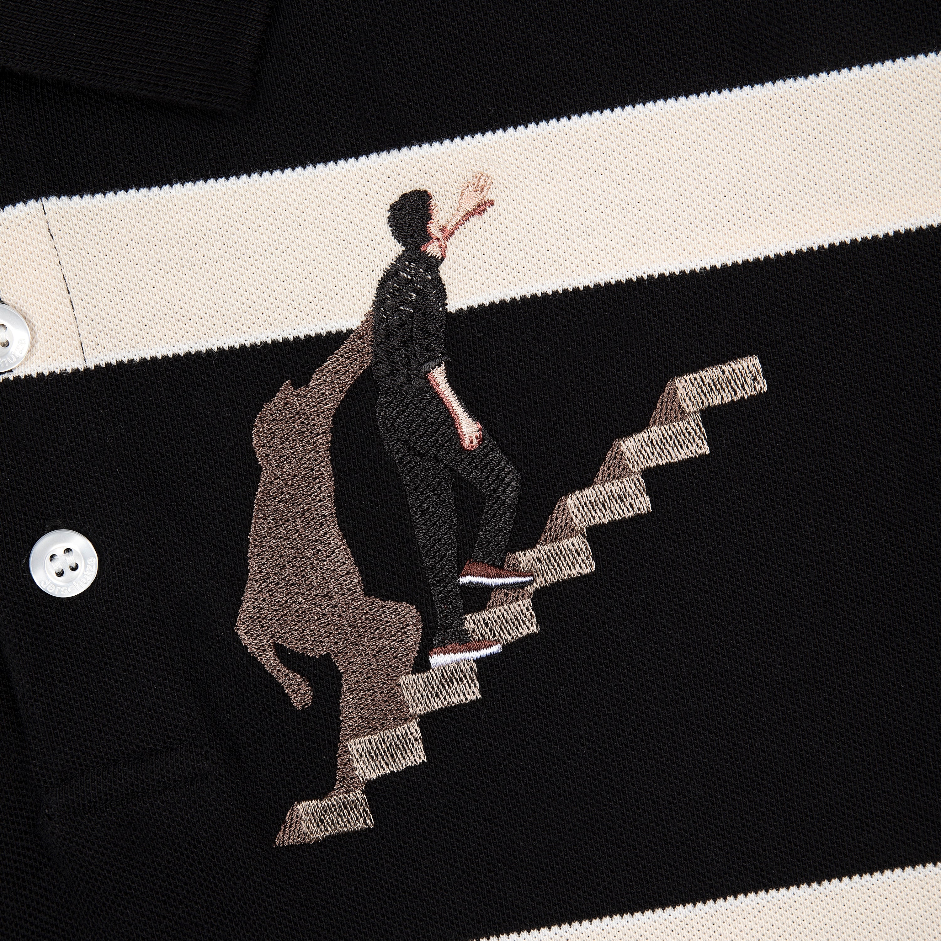 "on air" striped Polo T Shirt