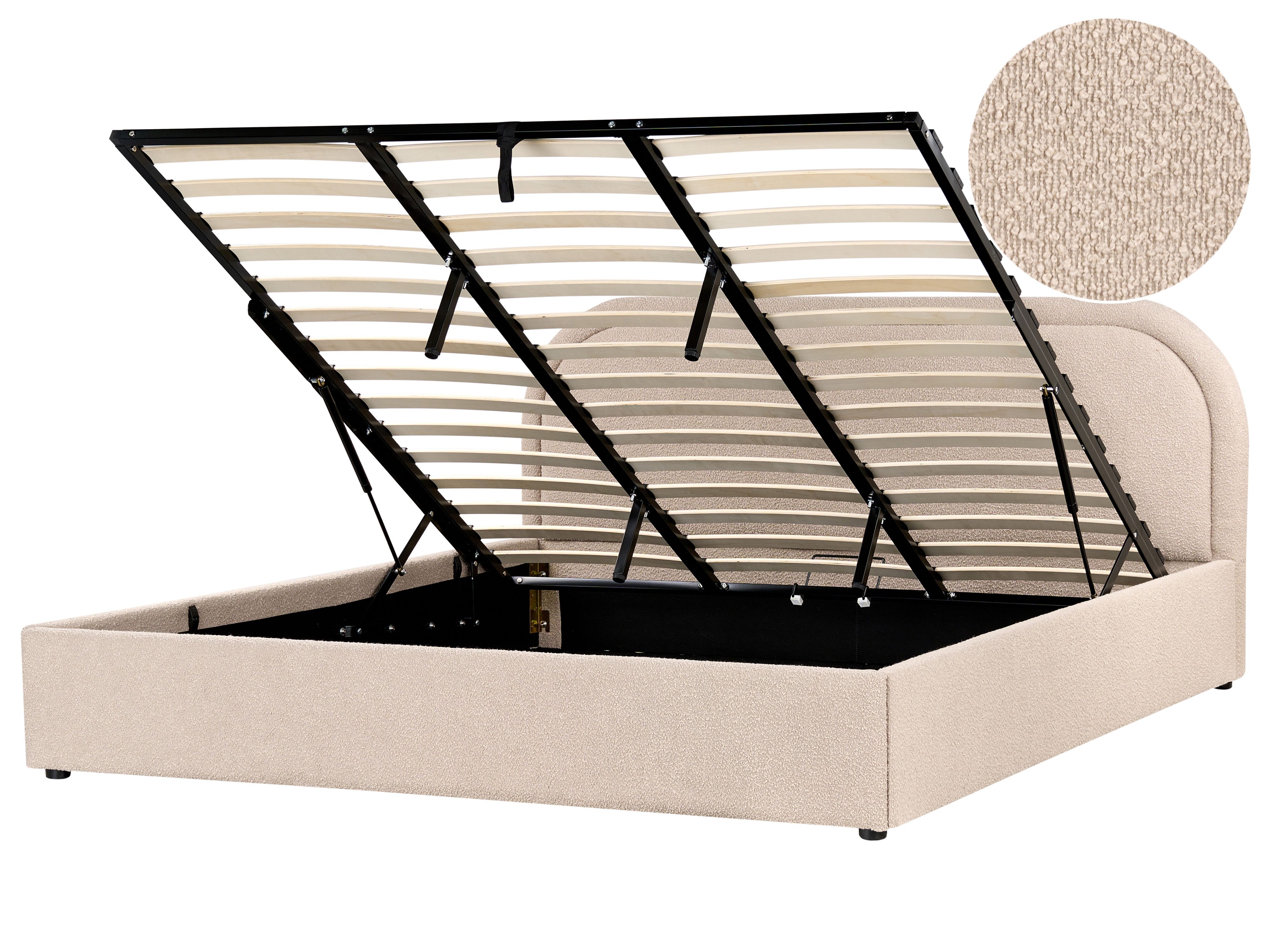 Ottoman Bed Boucle QUILLIEN 180 x 200 cm (EU Super King) Beige