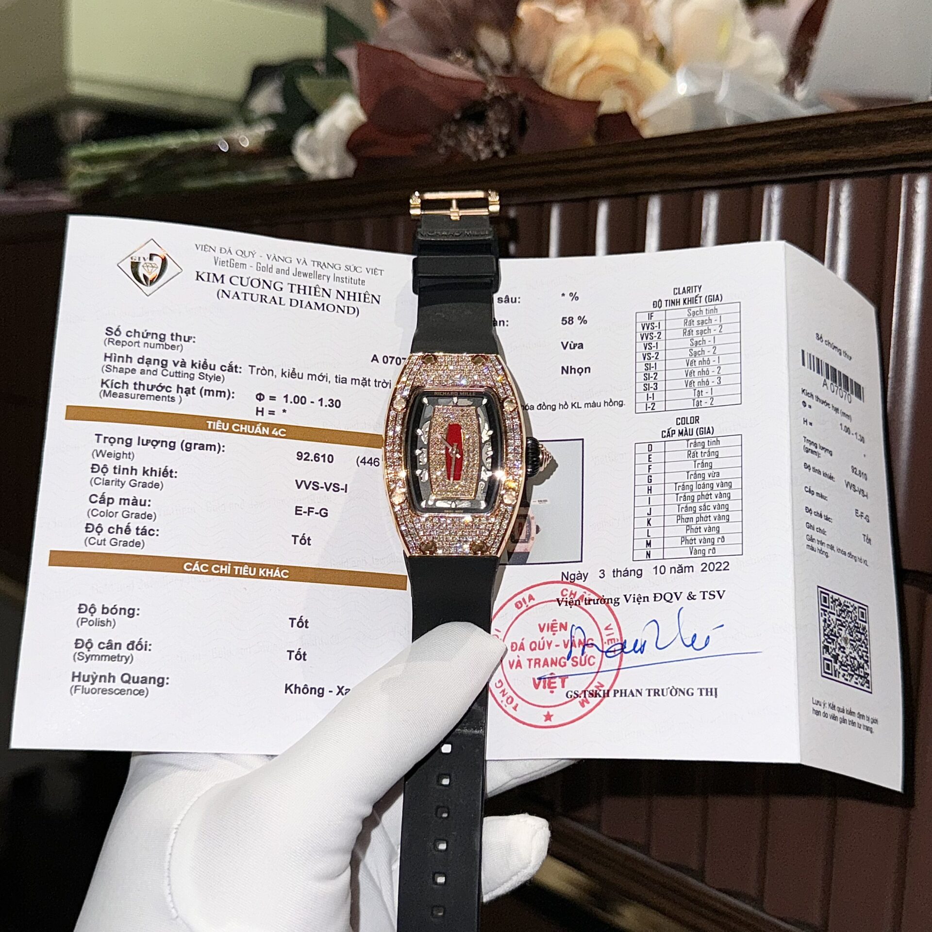 Richard Mille RM007 Replica Watch Rose Gold Wrapped With Full Natural Diamond 36mm - Top club