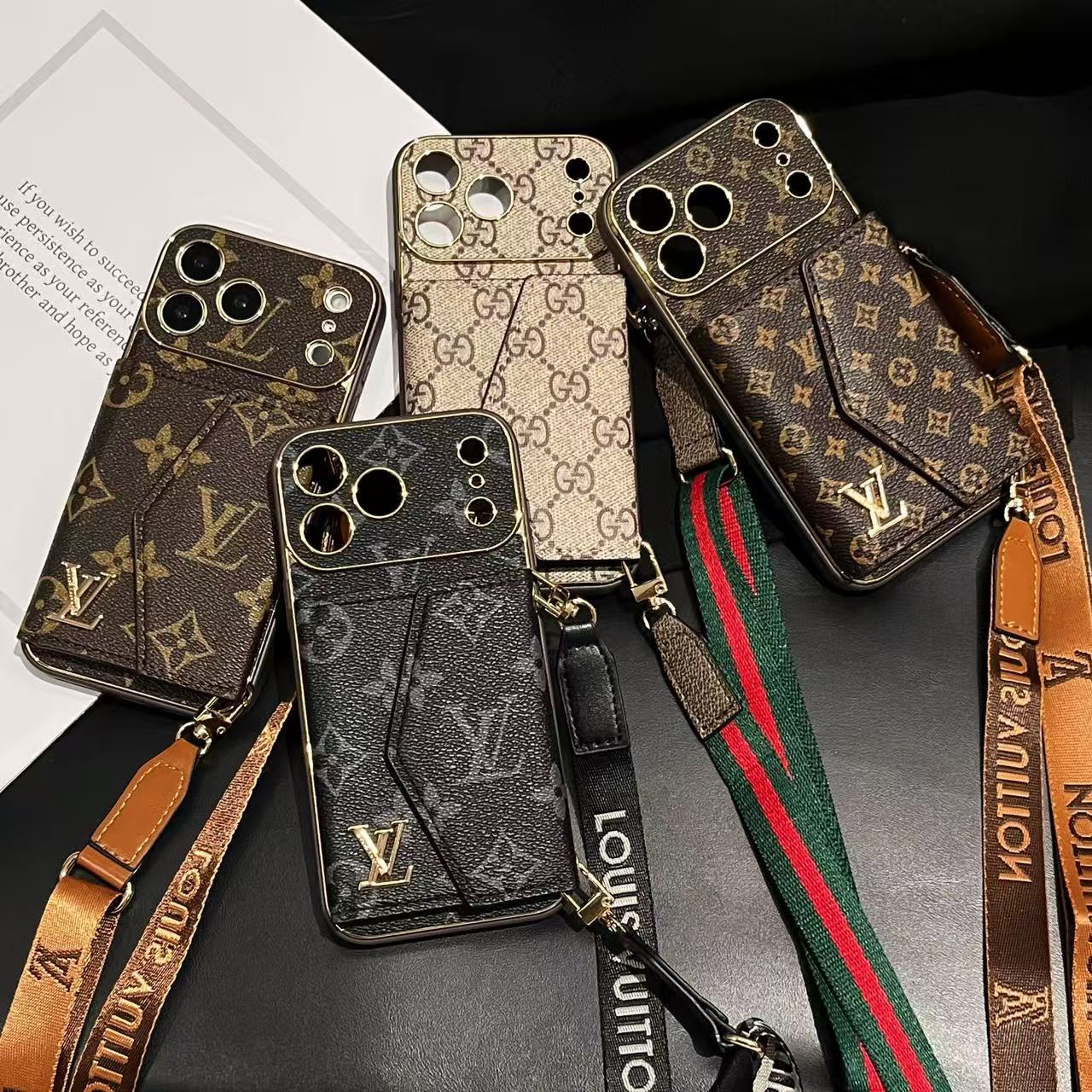 Advanced leather iPhone Case With Wallet And Strap Brown - Wholesale & Influencer