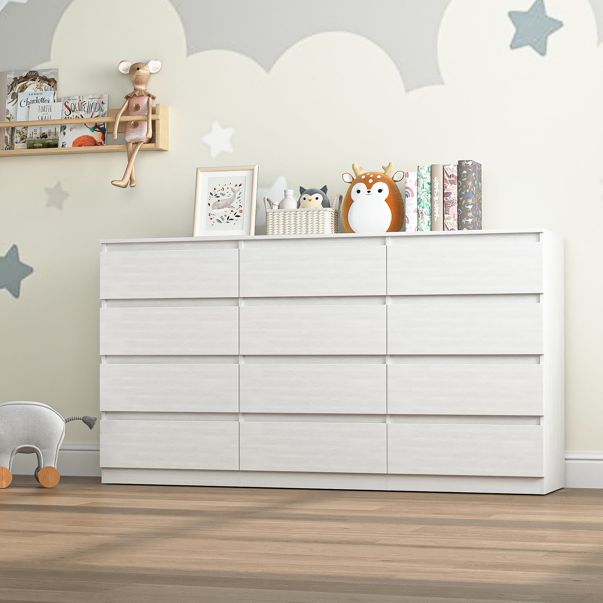 Kadyn White Chest of Drawer, 6 Double Drawer Dresser for Bedroom, Modern Storage Cabinet for Living Room, Dresser - Image 50