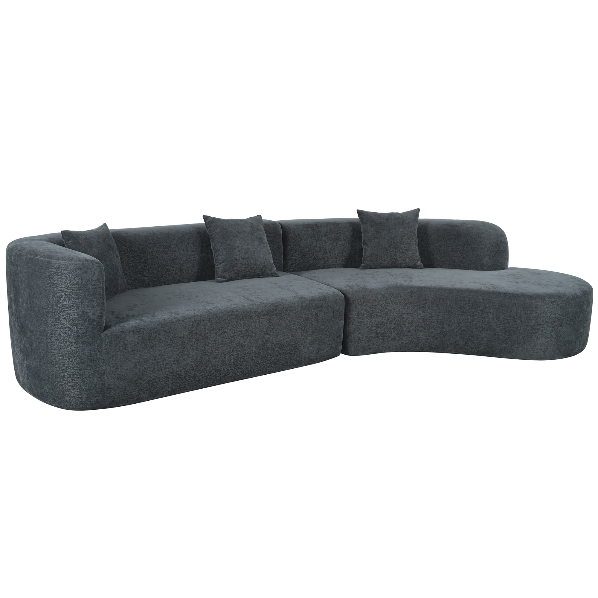 Harper & Bright Designs Modern Curved Floor Sofa Set, Modular Sectional Sponge Couch for Living Room, 2 PC Free Combination No Assembly Foam-Filled Sofa, Beige - Image 82