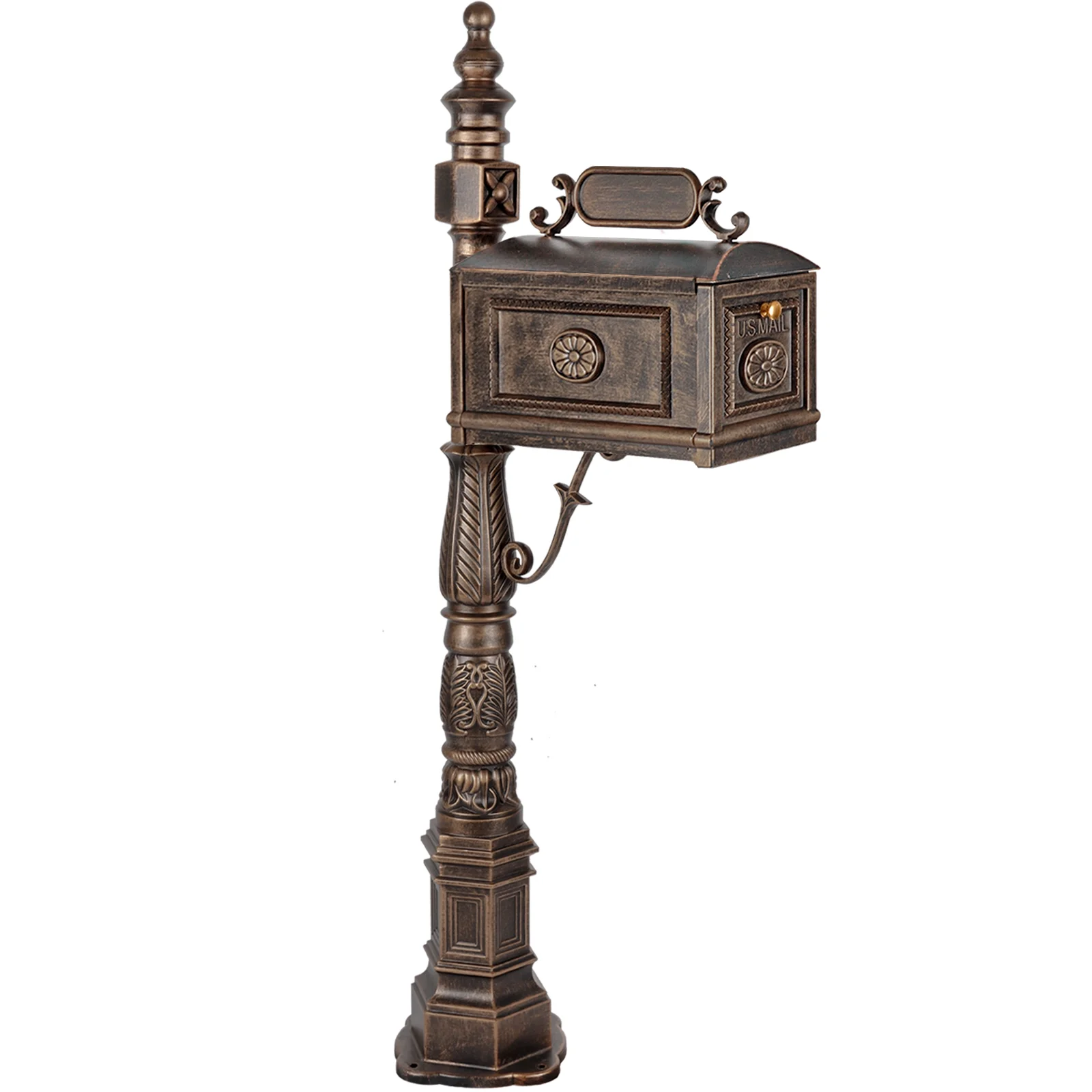 Betisef Large Cast Aluminum Mailbox Barcelona Decorative Post Mail Box Combination Stratford Heavy Duty - Image 2