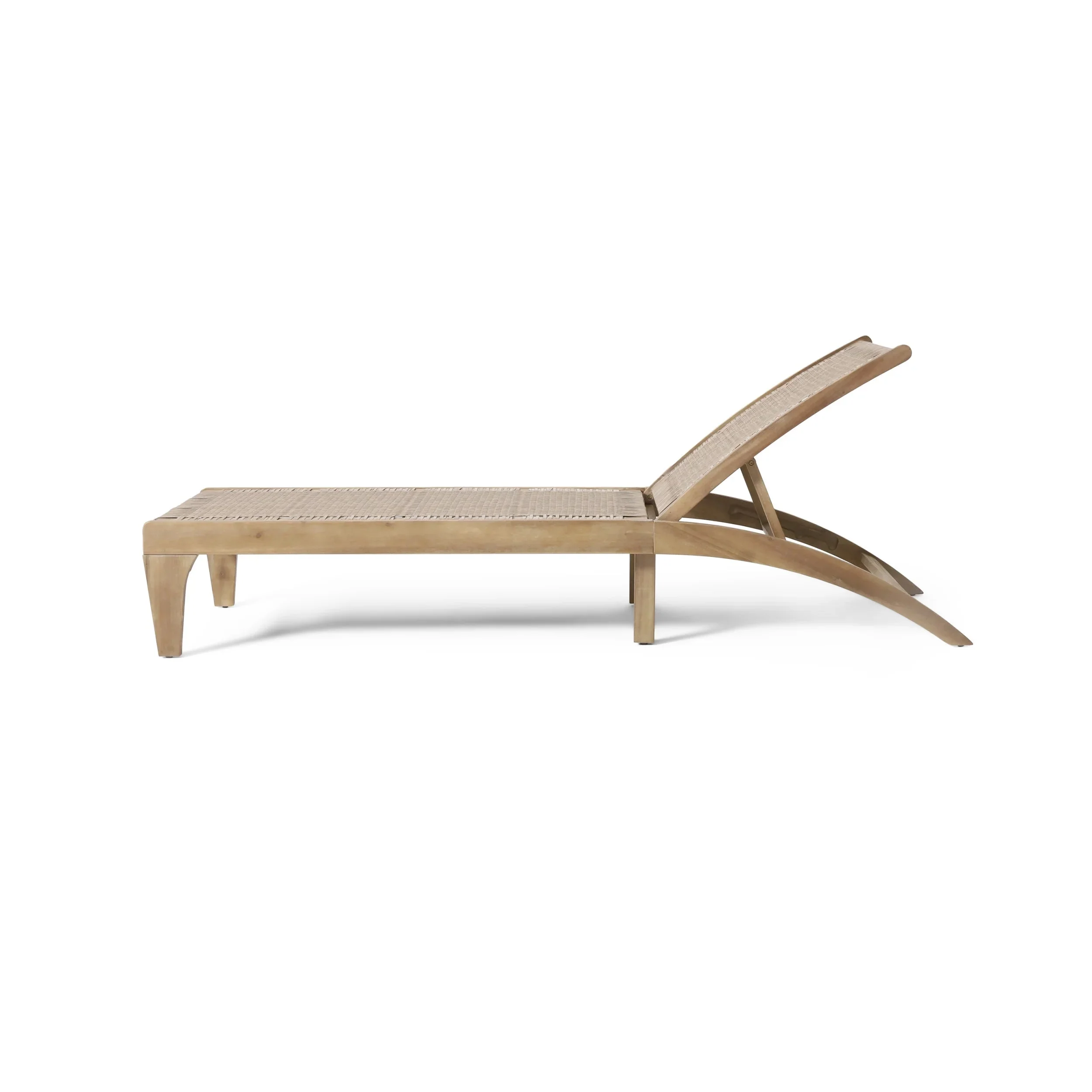 Outdoor Chaise Lounge, Single, Acacia Wood and Faux Rattan, Light Brown and Light Multibrown, 77.00 x 25.50 x 33.00 Inches - Shane - Image 10 Outdoor Chaise Lounge, Single, Acacia Wood and Faux Rattan, Light Brown and Light Multibrown, 77.00 x 25.50 x 33.00 Inches - Shane - Image 10