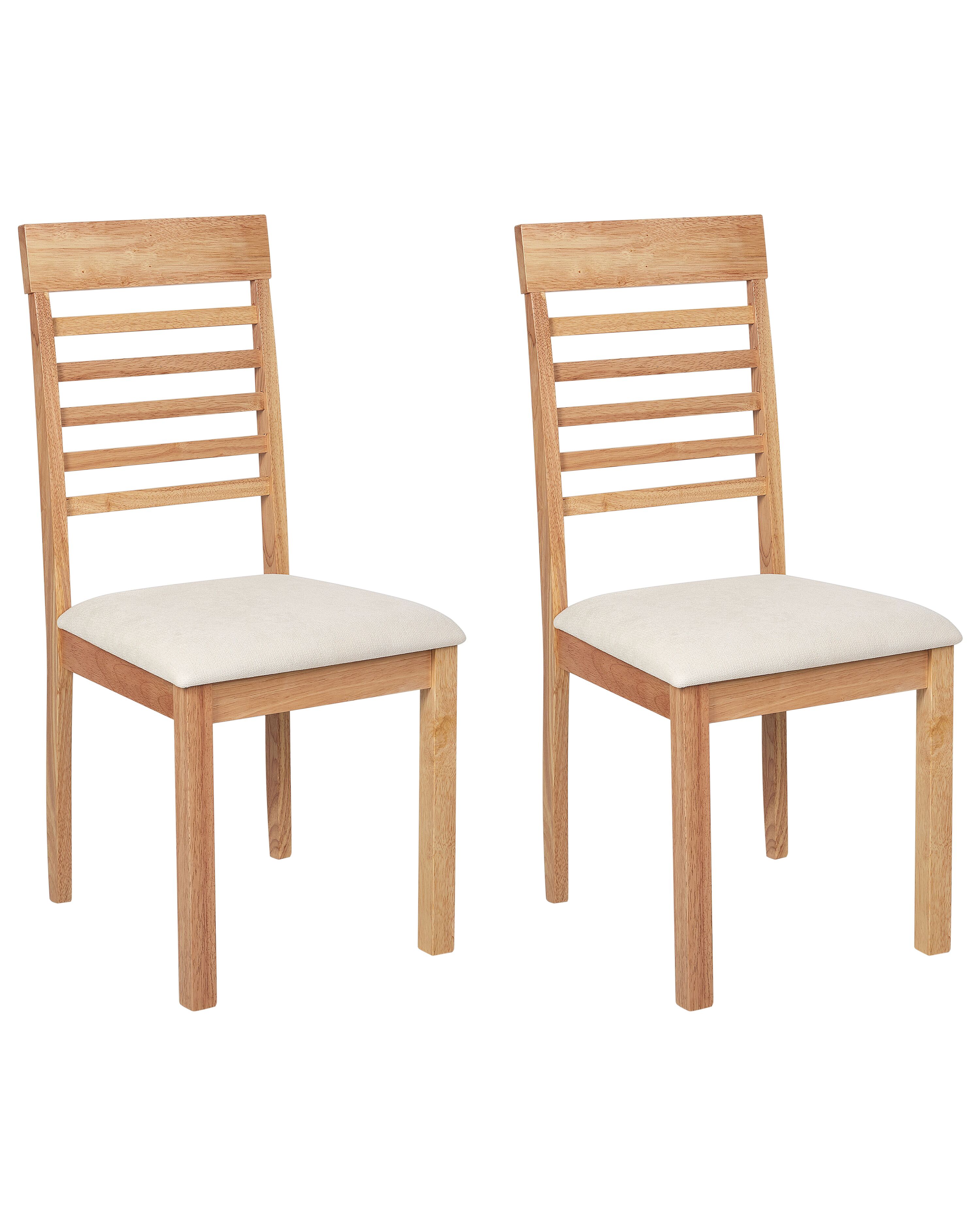Set of 2 Dining Chairs ORTLEY Wood Light Brown/ Beige