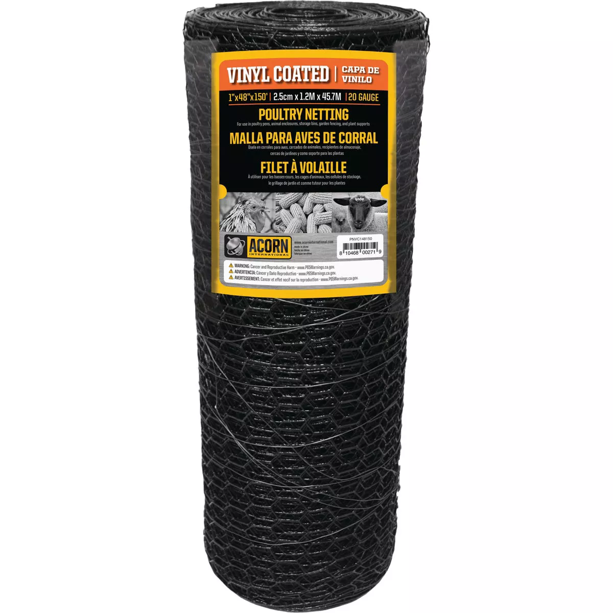 Acorn 1 In. x 48 In. H. x 150 Ft. L. Hexagonal Vinyl-Coated Wire Poultry Netting