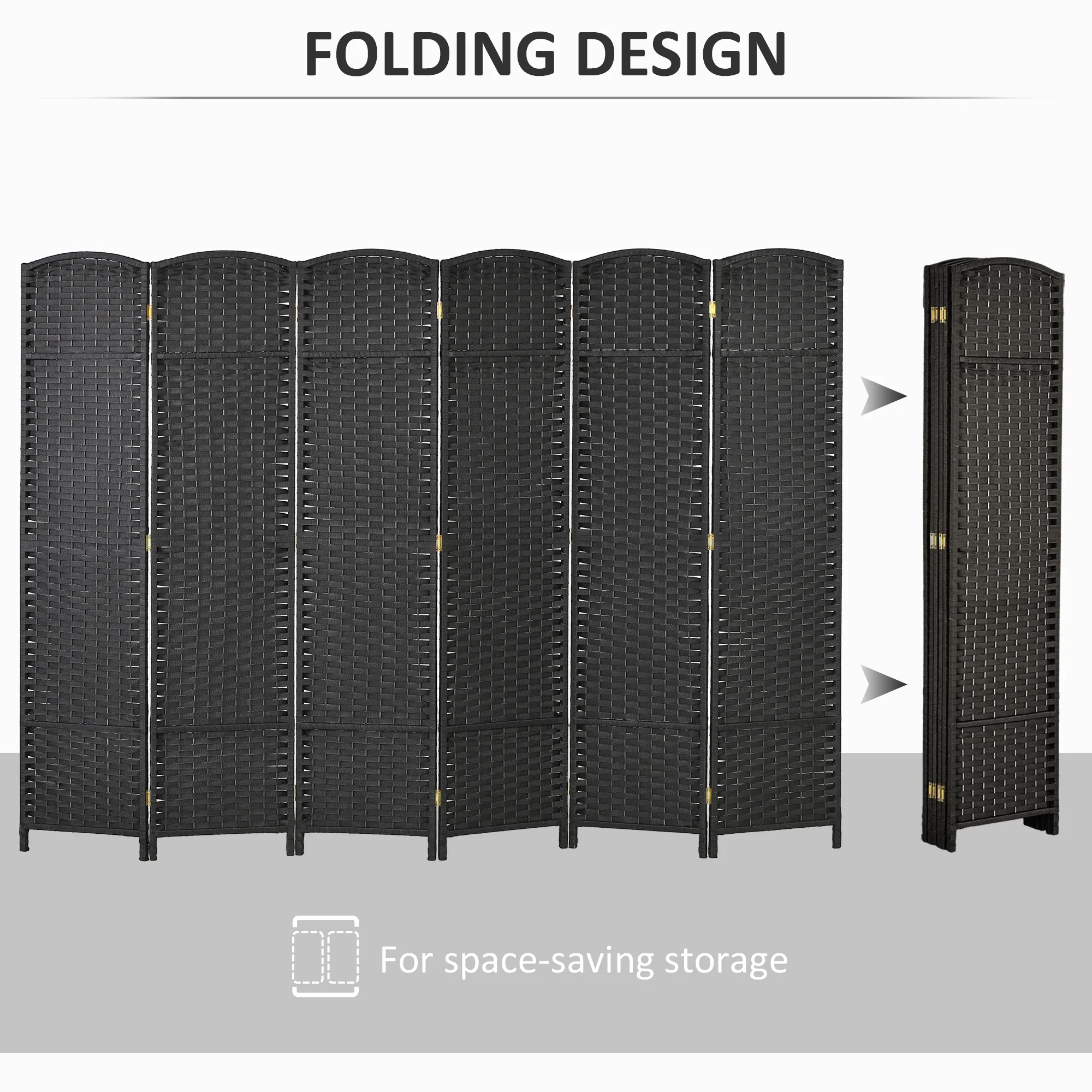 HOMCOM 4 Panel Room Divider Freestanding Folding Privacy Screen Nature Wood - Image 15