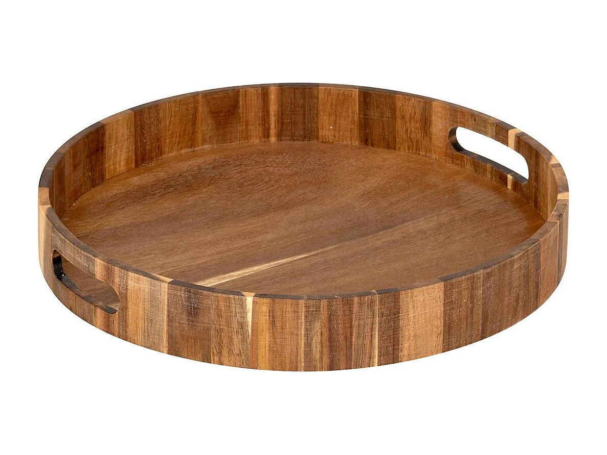 Plateau de Service Rond en Bois 