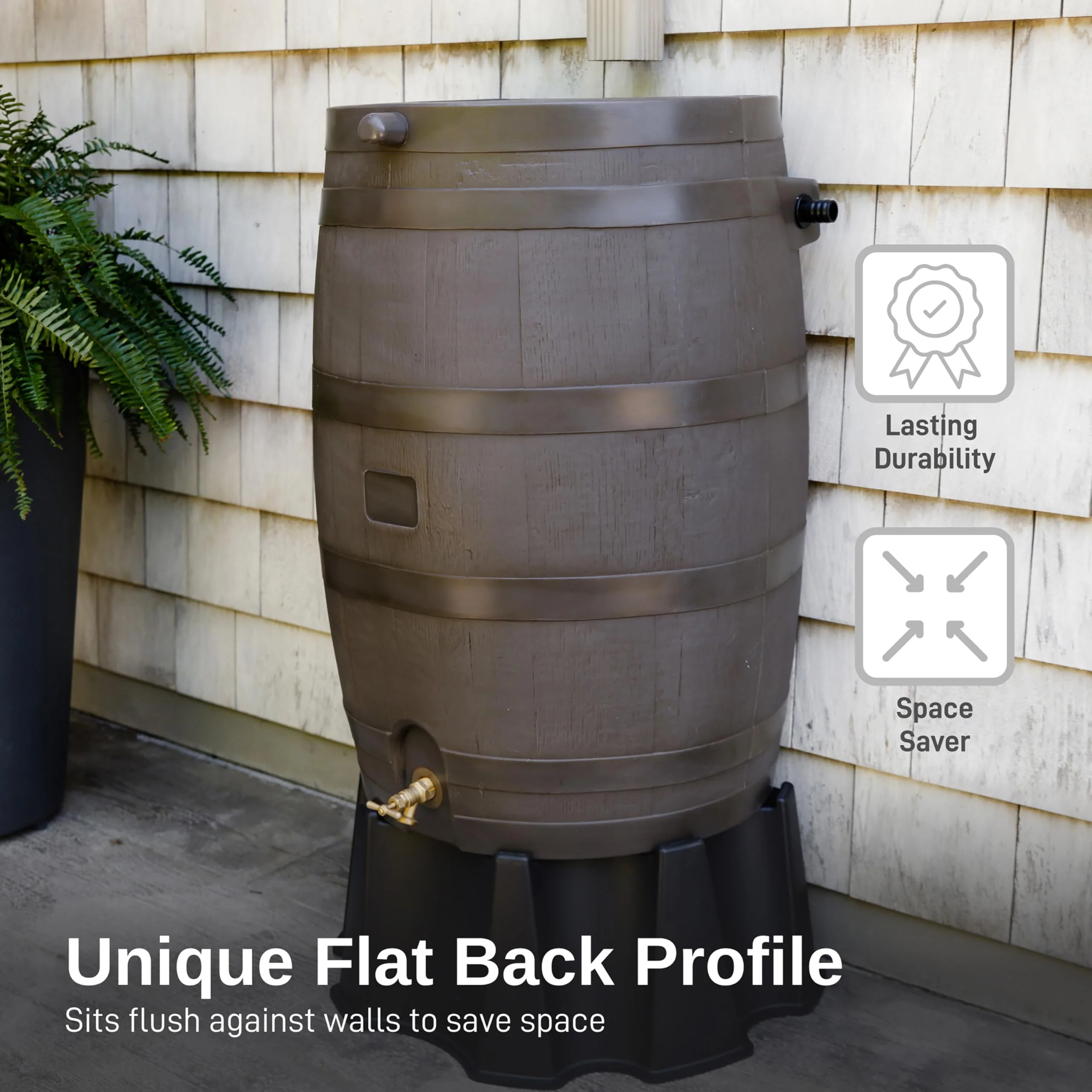 50 Gallon Rain Barrel With Brass Spigot And Flat-Back Design - Image 16 50 Gallon Rain Barrel With Brass Spigot And Flat-Back Design - Image 16
