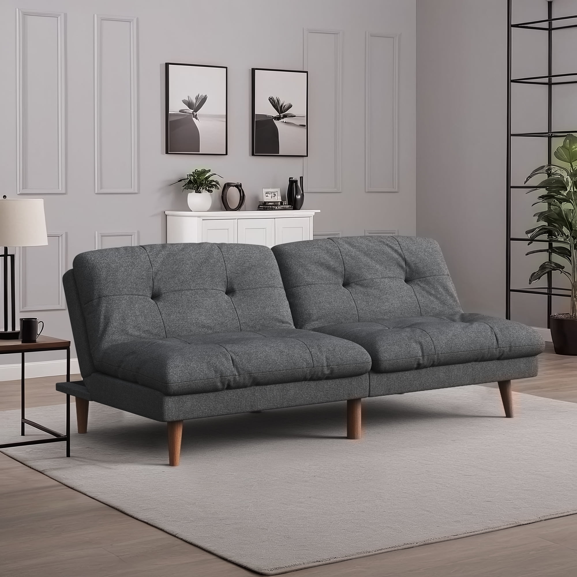 Homall Futon sofa, Two Seat Adjustable Sofa, Corduroy Fabric, Upholstered Sofa, Sofa Changeable into Bed, Leisure Reading and Games, Green - Image 18