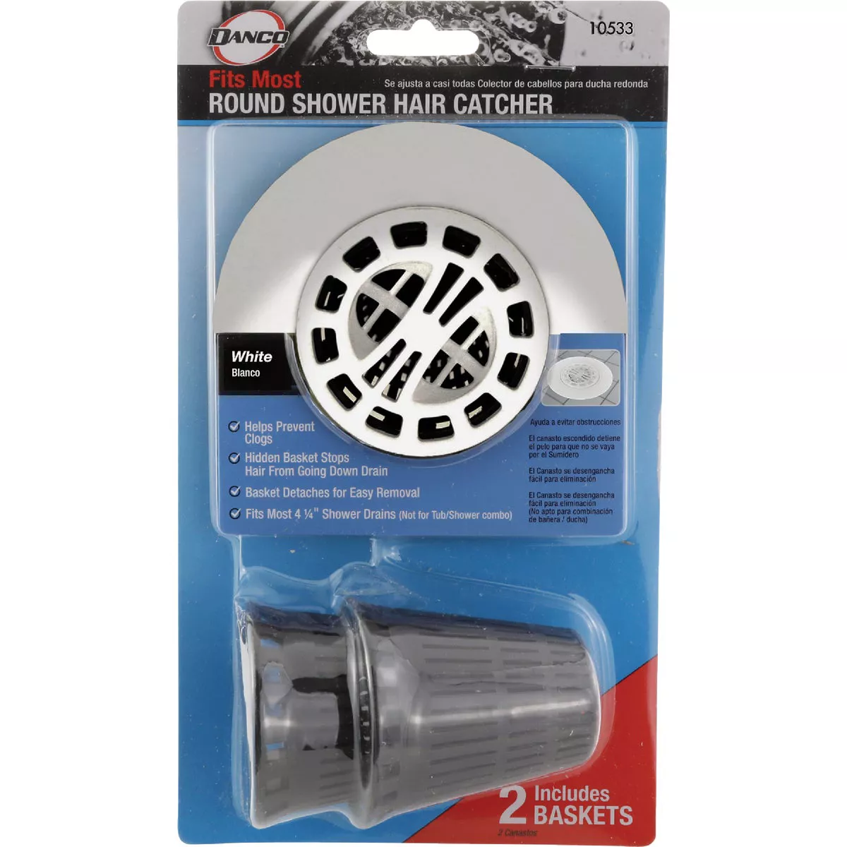 Danco White Hair Catcher For Shower Drain