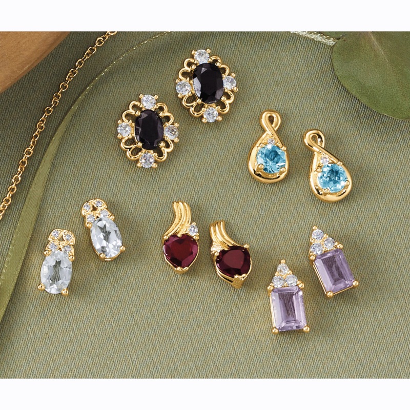 Gemz 5-Pair Gemstone Post Earring Set - MIDNIGHT VELVET CATALOG