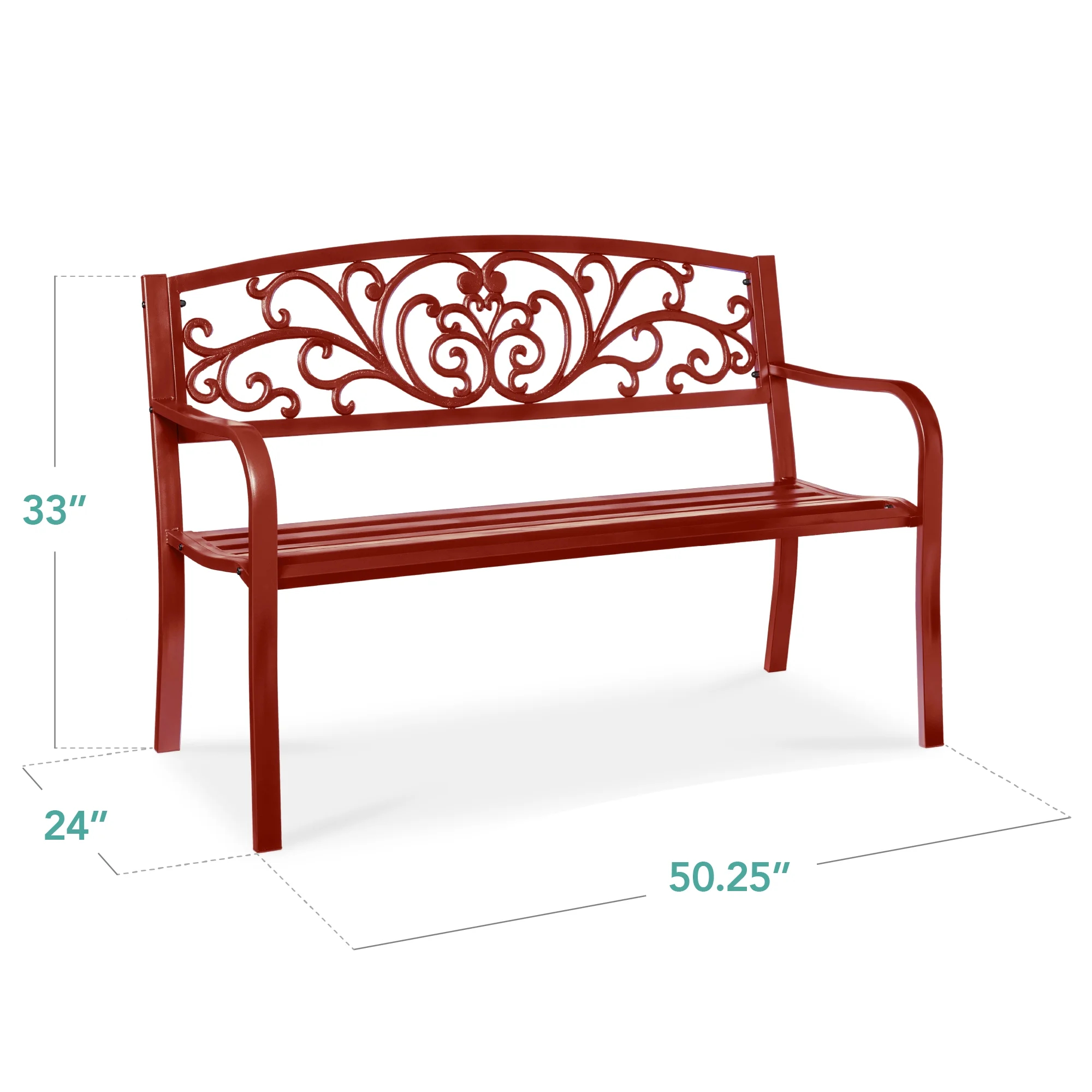 Best Choice Products Outdoor Steel Bench Garden Patio Porch Furniture w/ Floral Design Backrest - Black - Image 65