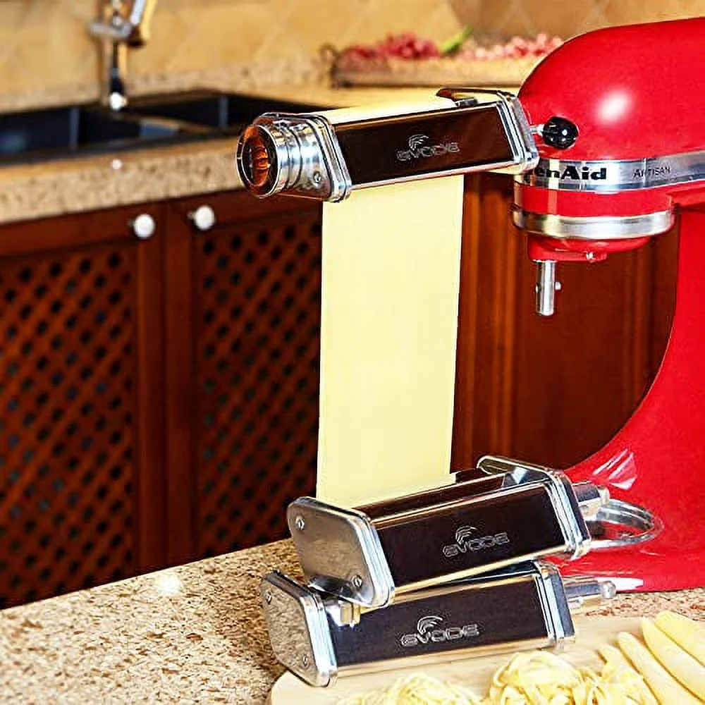 Pasta Attachment for KitchenAid Stand Mixer Included Pasta Sheet Roller, Spaghetti Cutter and Fettuccine Cutter Pasta Maker Stainless Steel Accessories 3Pcs by Gvode - Image 6