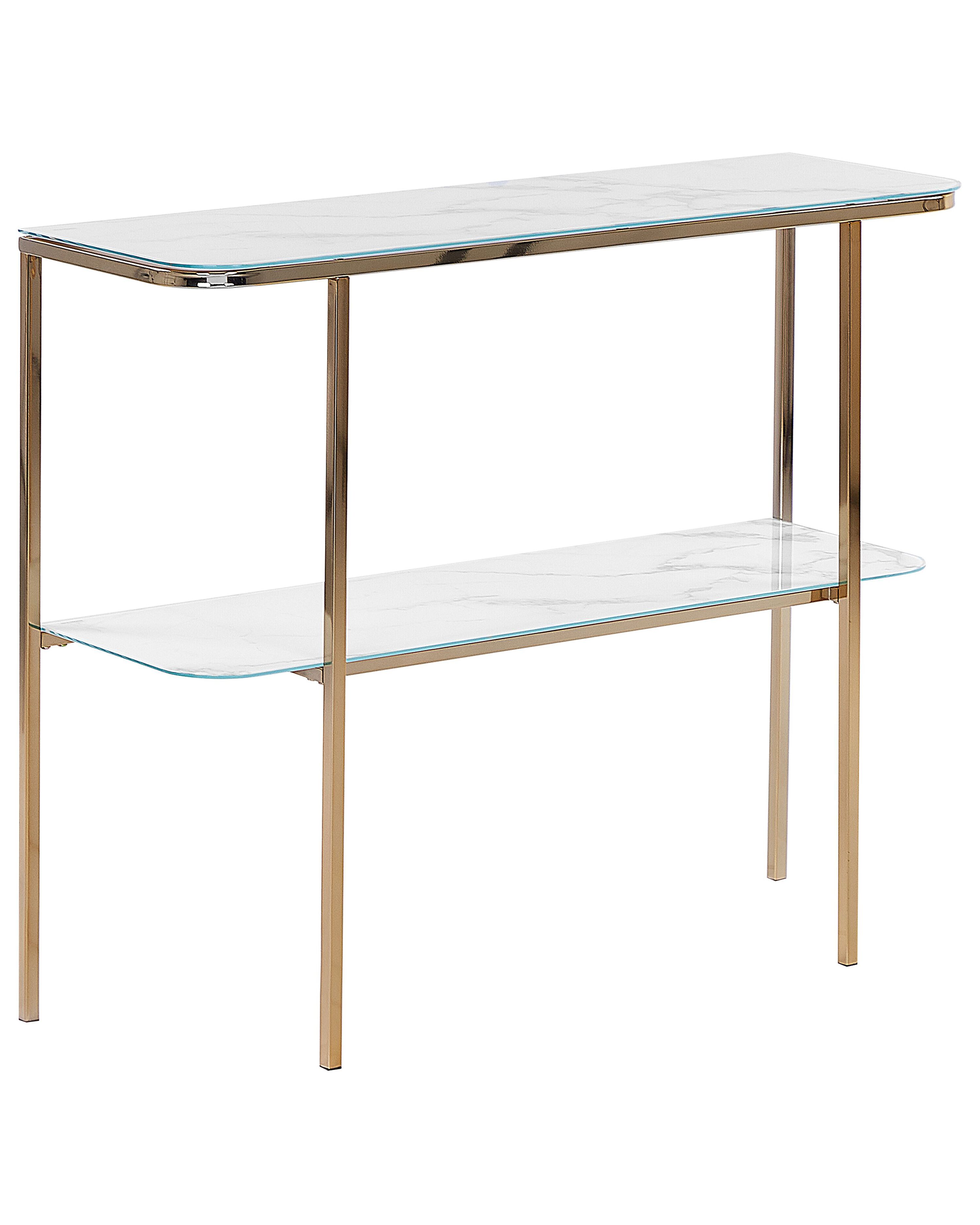 Console Table CALVERT Tempered Glass Marble/ Gold