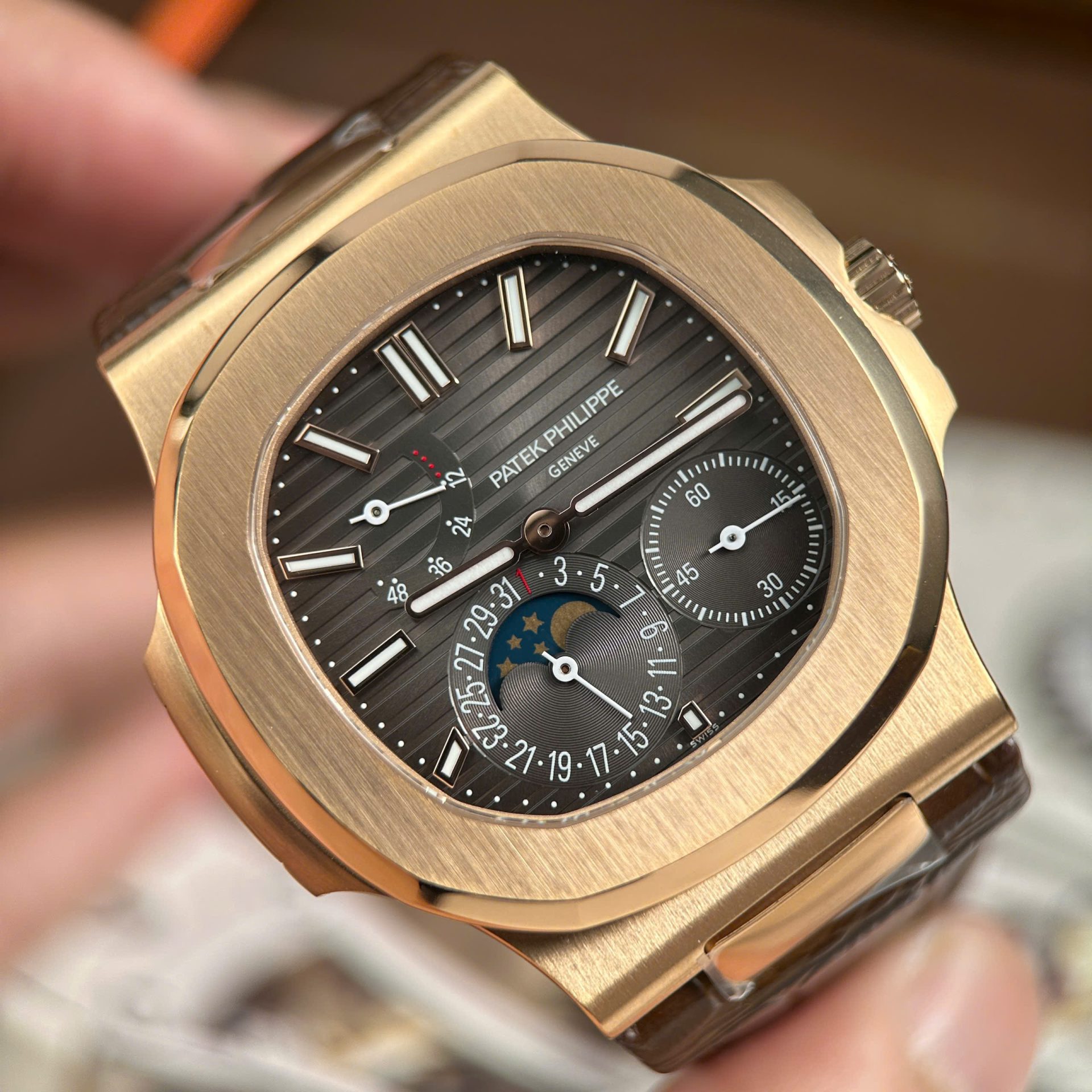 Patek Philippe Nautilus 5712R Replica Watches Gray Dial Leather Strap PPF Factory Version 3 40mm - Top club