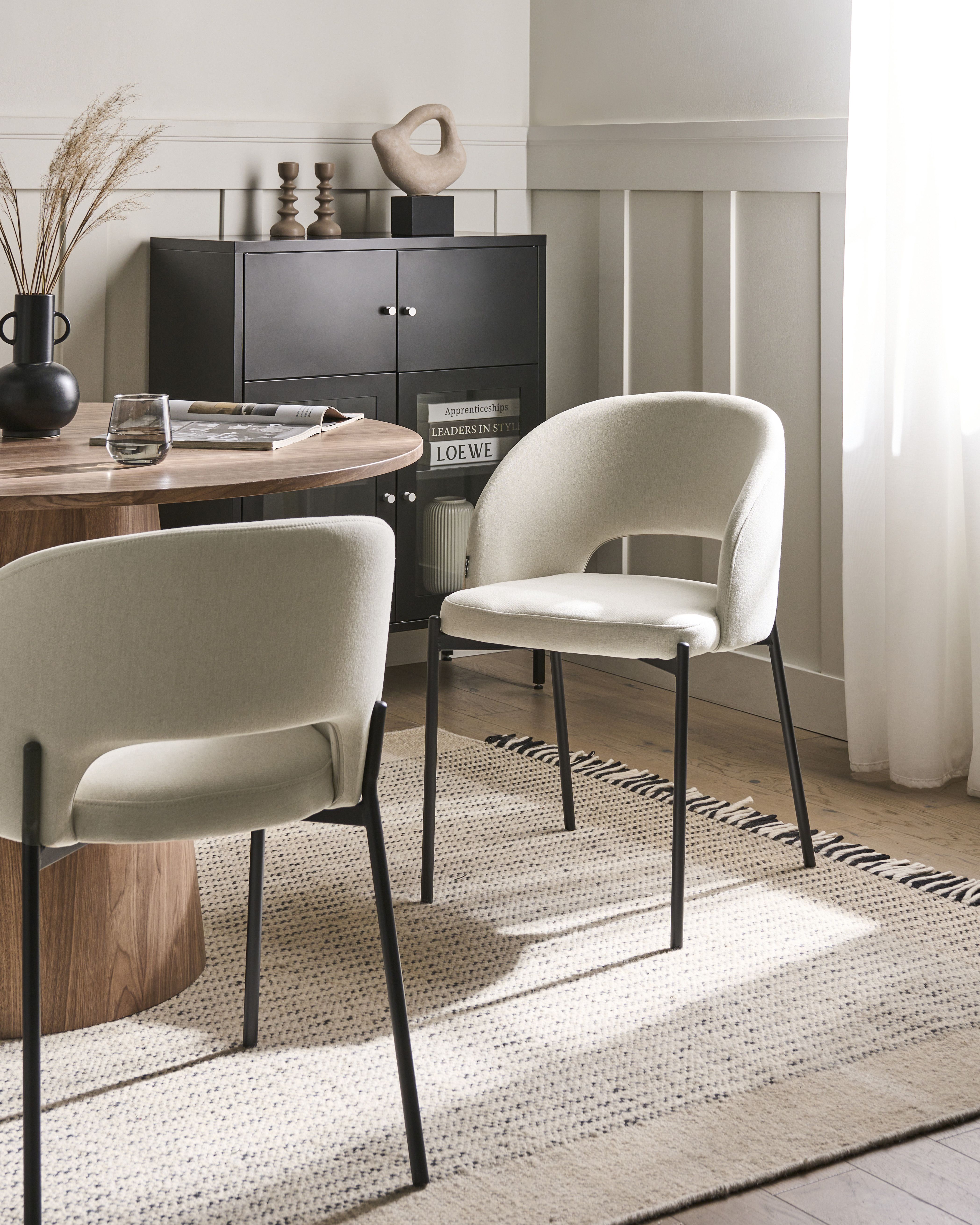 Set of 2 Dining Chairs PENNY Fabric Light Beige