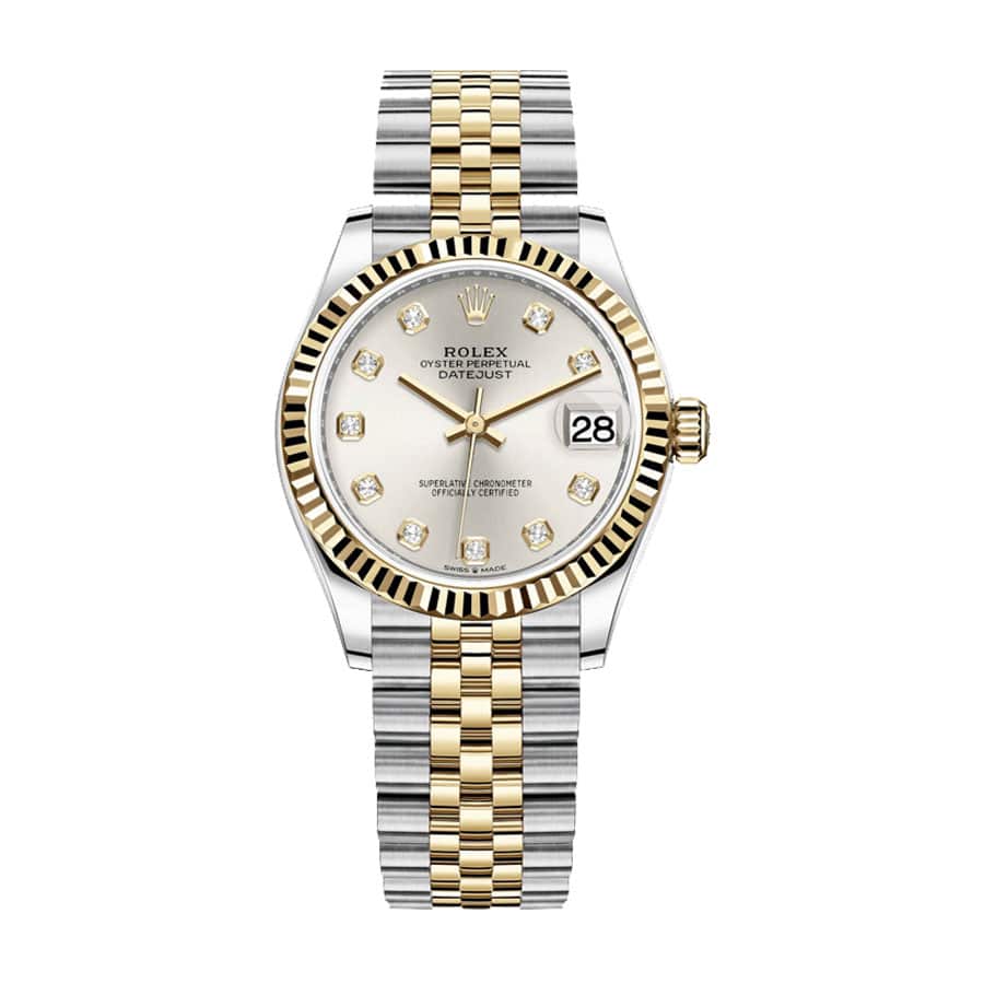 Rolex Datejust 278273 Steel And Yellow Gold Silver With Diamond Dial Replica - Elite Watch Atelier