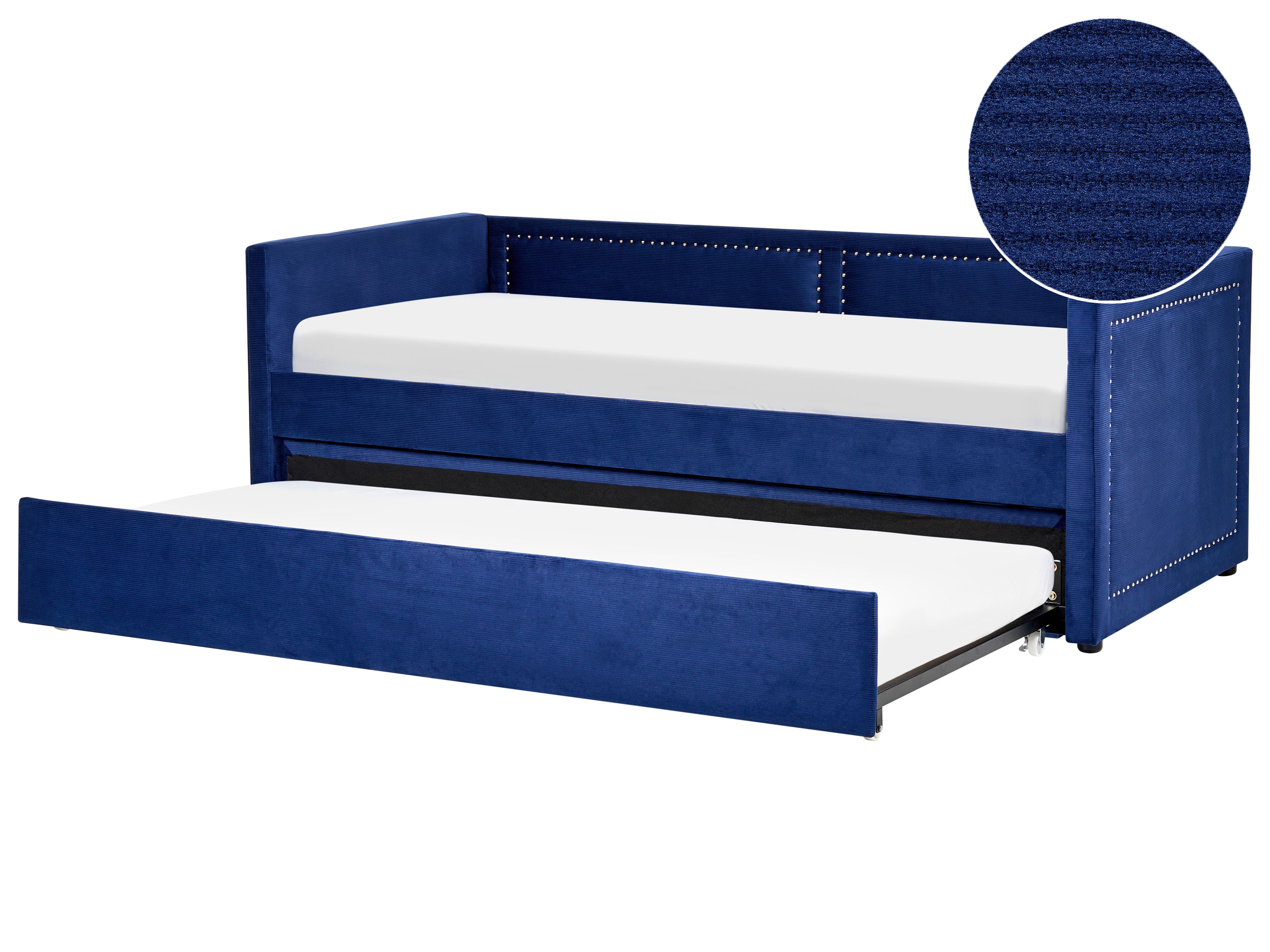 Trundle Bed Corduroy MIMIZAN 90 x 200 cm (EU Single) Navy Blue
