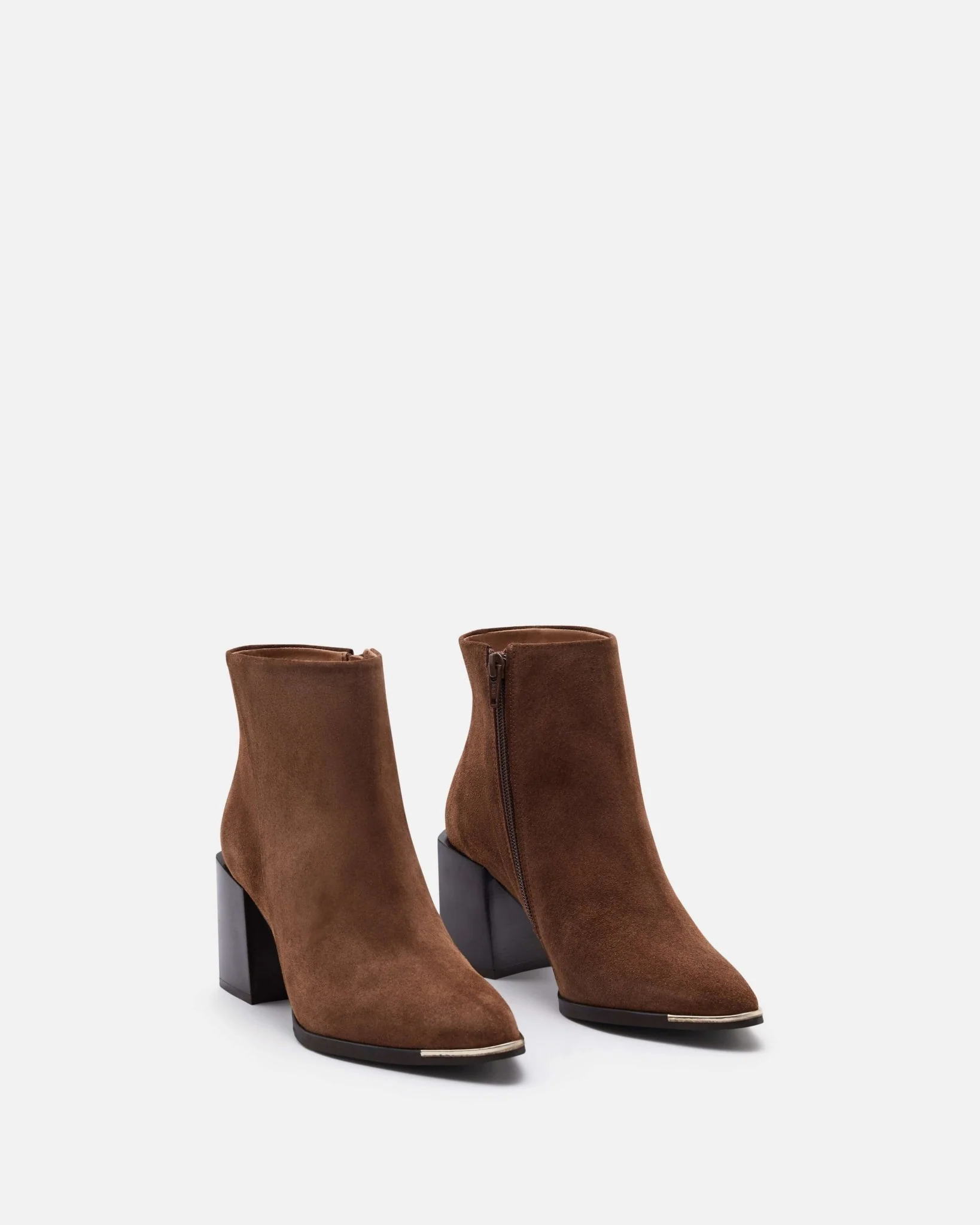 BOTTINES MONTANA/VEL - En cuir velours à bouts pointus cognac