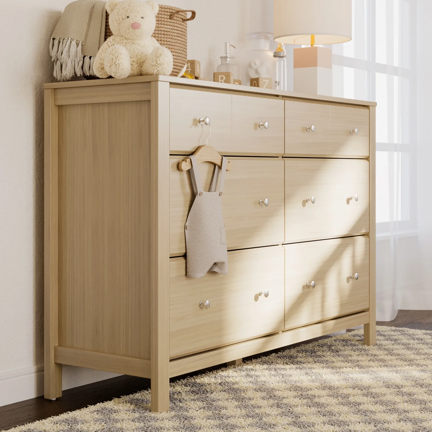 Storkcraft Horizon 6 Drawer Nursery Double Dresser, Driftwood
