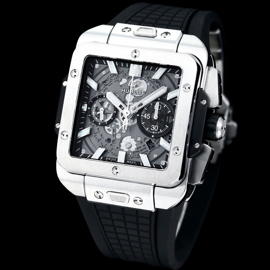 Hublot Big Bang, Square Bang Unico 42mm Textured Rubber Strap(1:1 replica) - Top club