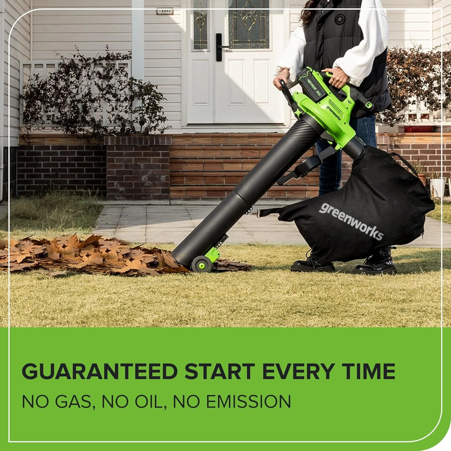 Greenworks 40V Cordless Brushless Leaf Blower Vacuum With Bag, 230 MPH, 505 CFM, 5.0Ah Battery And Charger - Image 5 Greenworks 40V Cordless Brushless Leaf Blower Vacuum With Bag, 230 MPH, 505 CFM, 5.0Ah Battery And Charger - Image 5