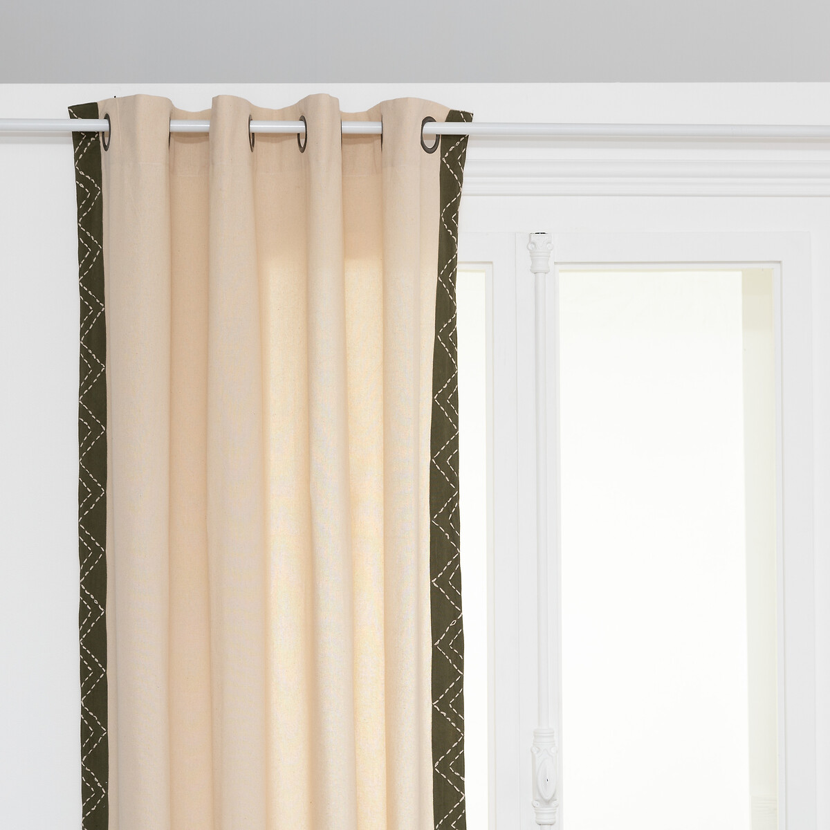 "Exotic panama" curtain Ivory white, Green, 140x260 cm