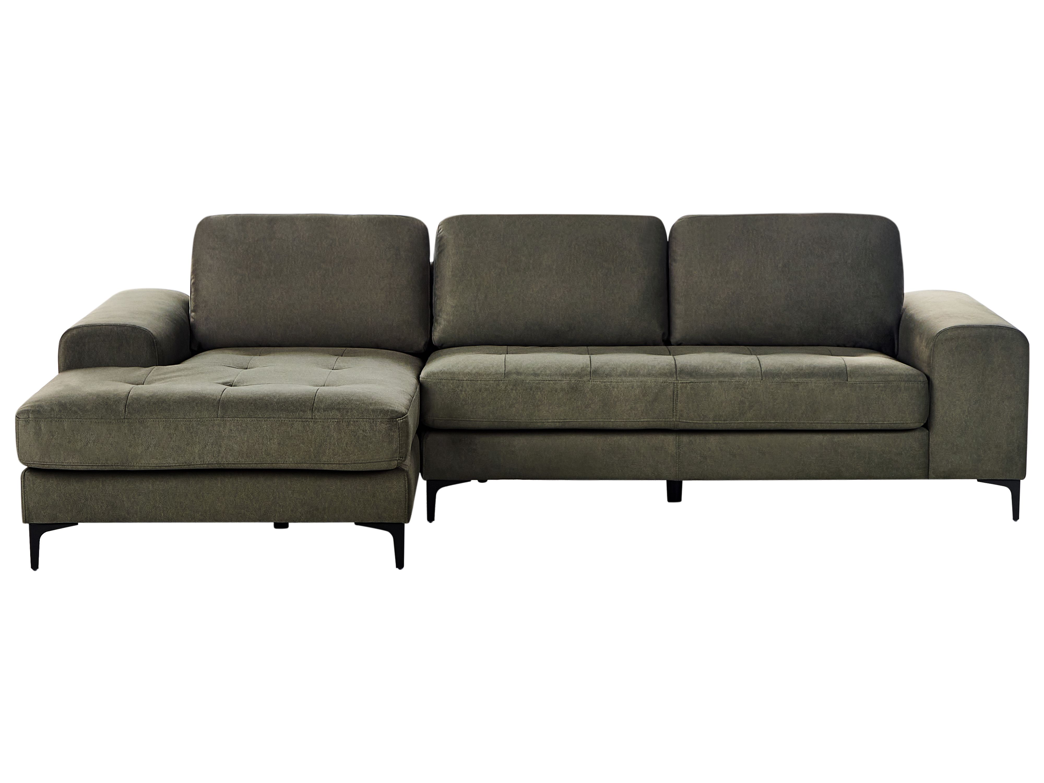 Corner Sofa 4 Seater KIRUNA Fabric Dark Green Right Hand