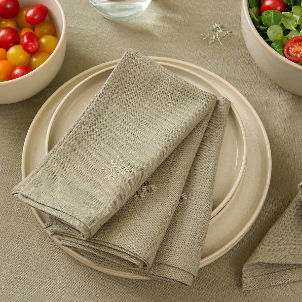 Set of 4 "Joy" napkins Khaki green, 180 g/m2, 40x40 cm