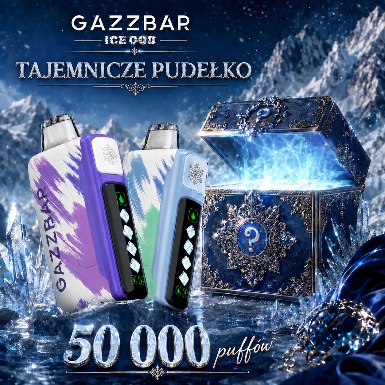 GAZZBAR ICE GOD 50 000 puffów – BLIND BOX: losowy smak z 10 dostępnych