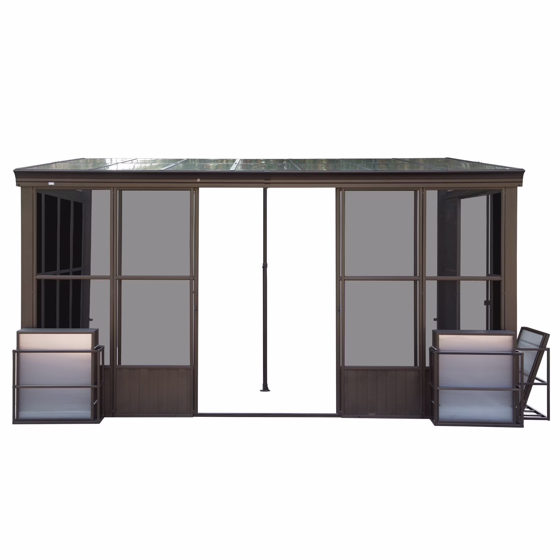 TOTAL Outdoor 10'x12' All-Season Sunroom Gazebo with Steel Roof, PVC Screen, Front & Side Door, Brown - Image 20