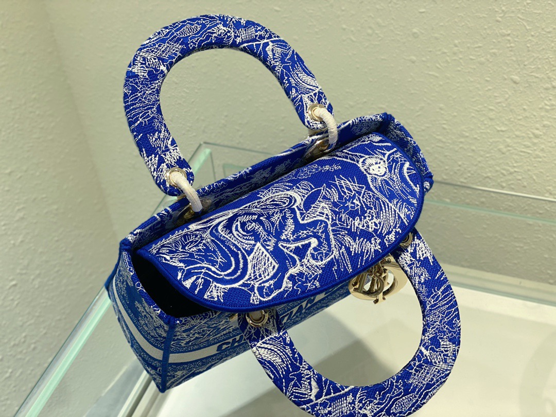 Christian Dior Medium Lady D-Lite Bag Blue, For Women, Women’s Handbags 24cm/9.5in CD M0565OROC_M8081:1High-quality replica