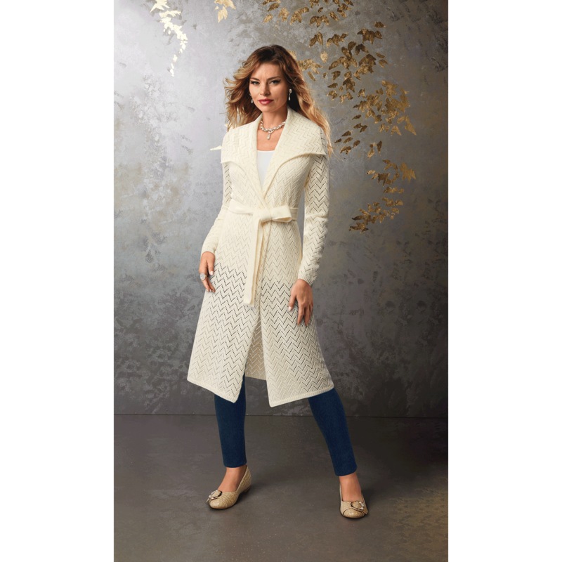 Kendra Pointelle Cardigan - MIDNIGHT VELVET CATALOG