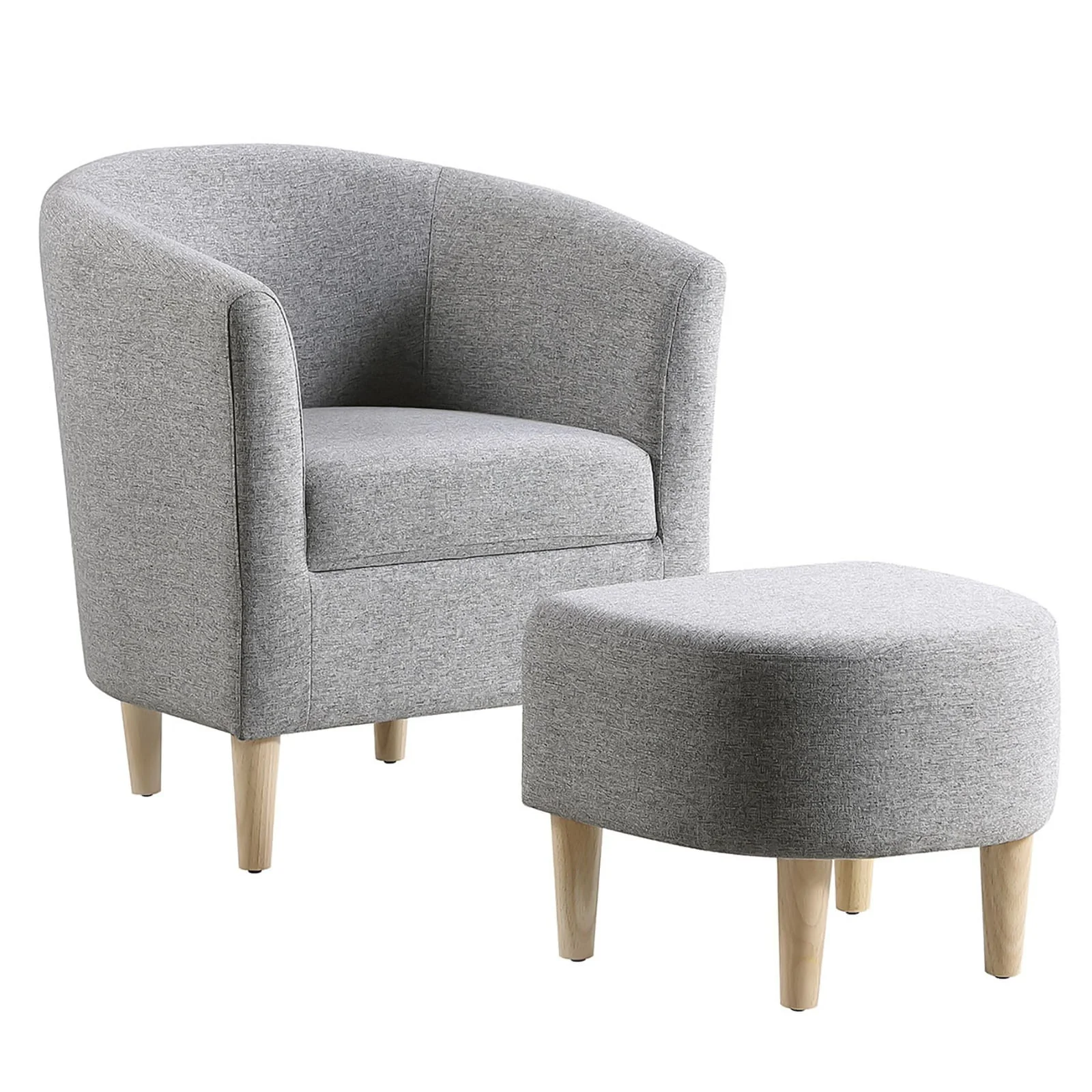 Lohoms Accent Arm Chair With Ottoman Set, Modern Home Leisure Chair with Footrest, Comfy Upholstered Armchair Single Sofa, Reading Chair with Solid Wood Legs for Living Room Bedroom, Gray - Image 5