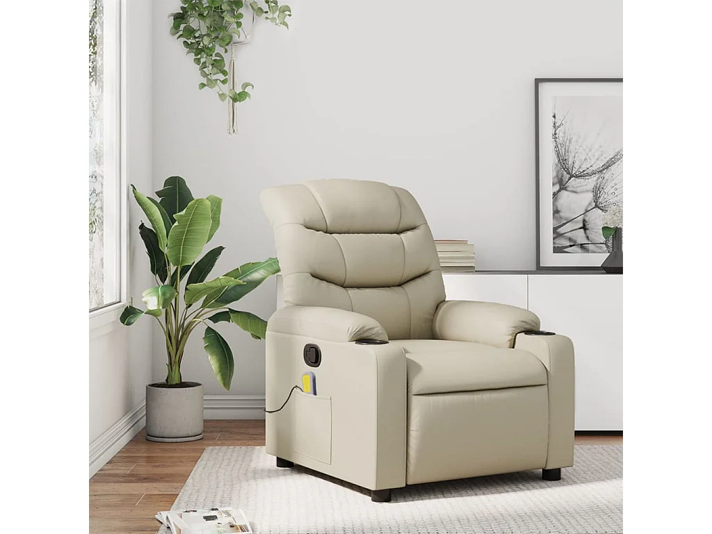 Fauteuil inclinable-Chaise de relax-Fauteuil de Massage crème similicuir SHL1719
