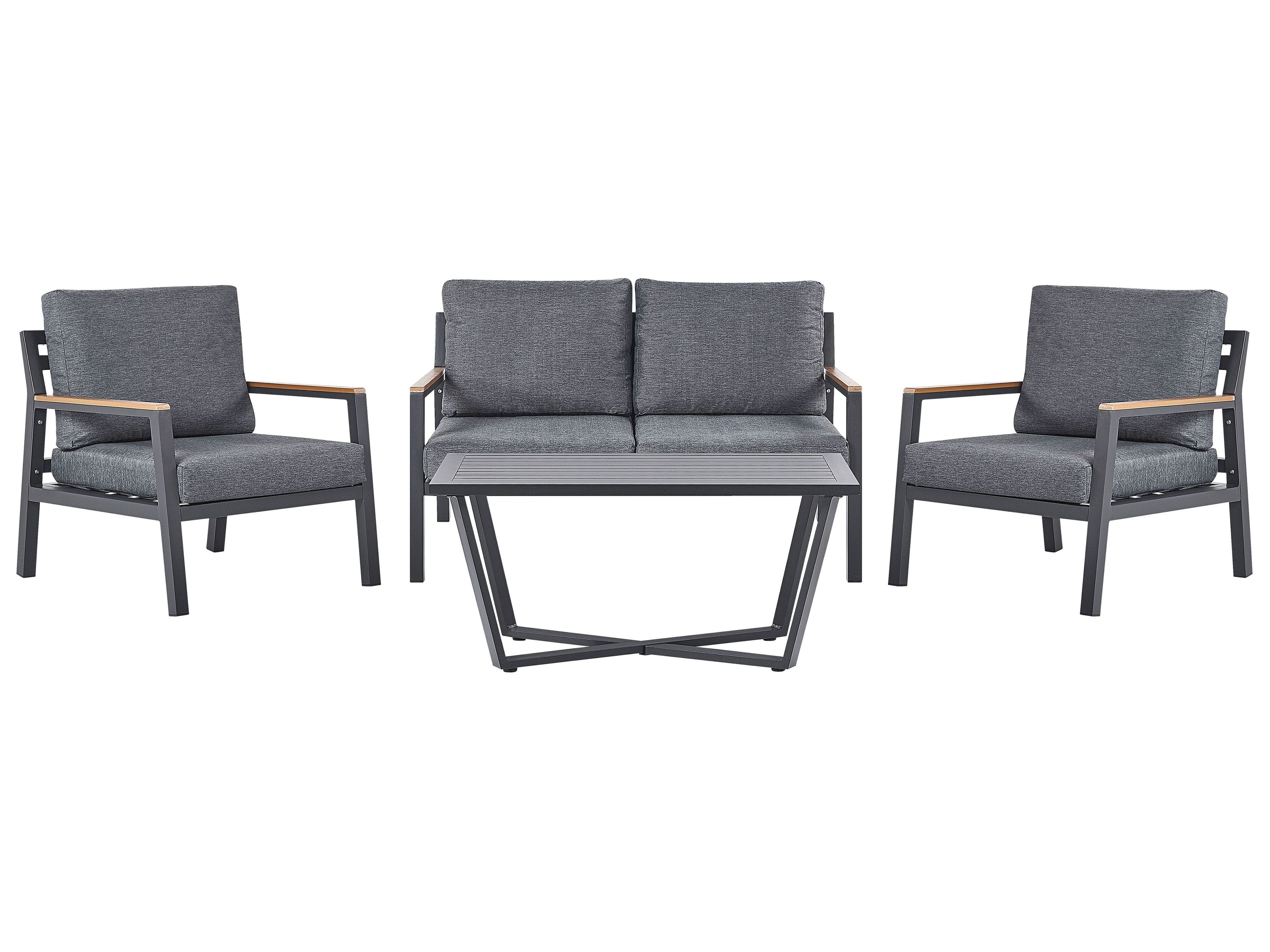 Garden Lounge Set with Table 4 Seater DELIA Metal Grey