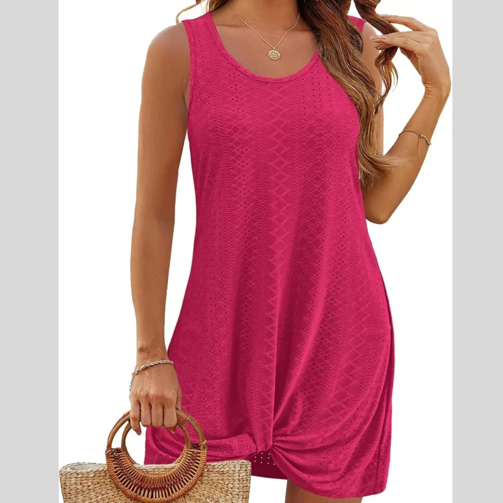 Sleeveless Knotted Hem Tank Dress - ZKZOOK