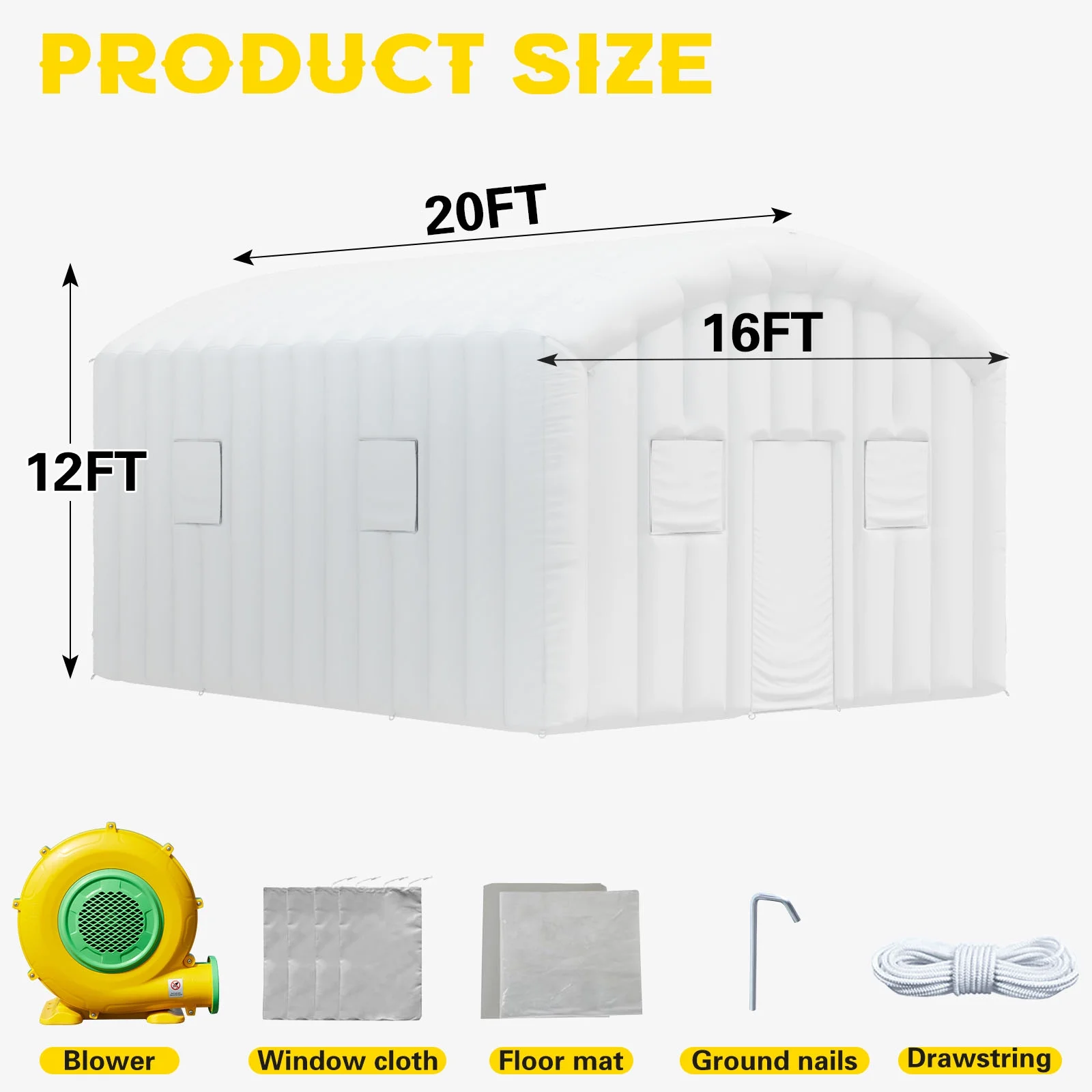 EROMMY Inflatable Nightclub 20x16.5x12 Ft, Inflatable Party Tent with 950w Blower, Inflatable Club Tent for Birthday Party Wedding Backyard Rental Business, Black - Image 10