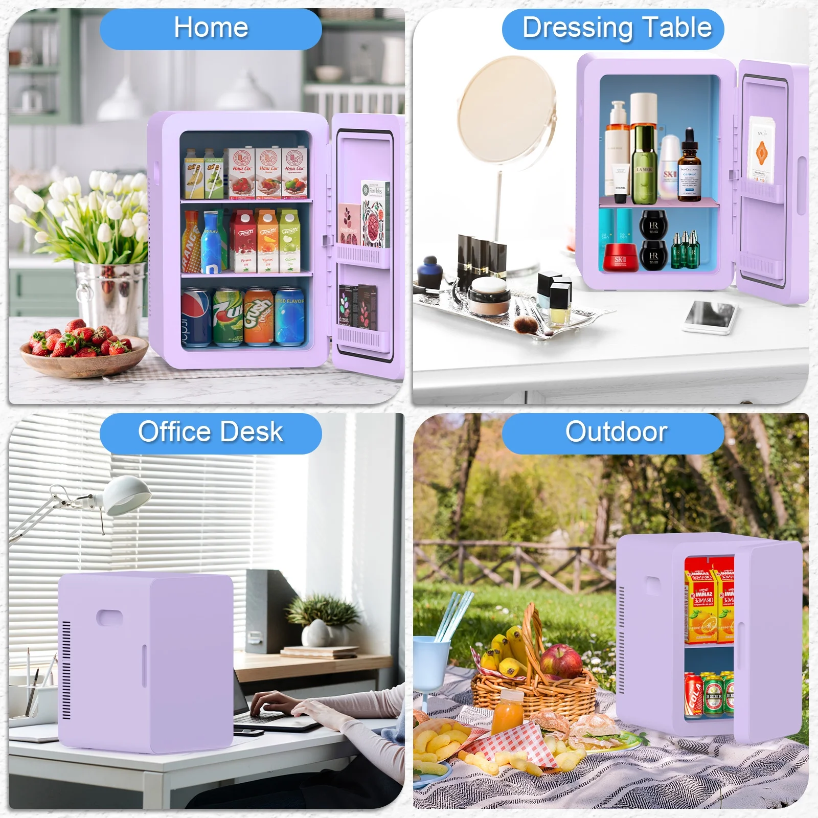 Advwin 22L Mini Fridge Cooler, Compact Personal Refrigerators for Skincare, Beverage, Purple - Image 4