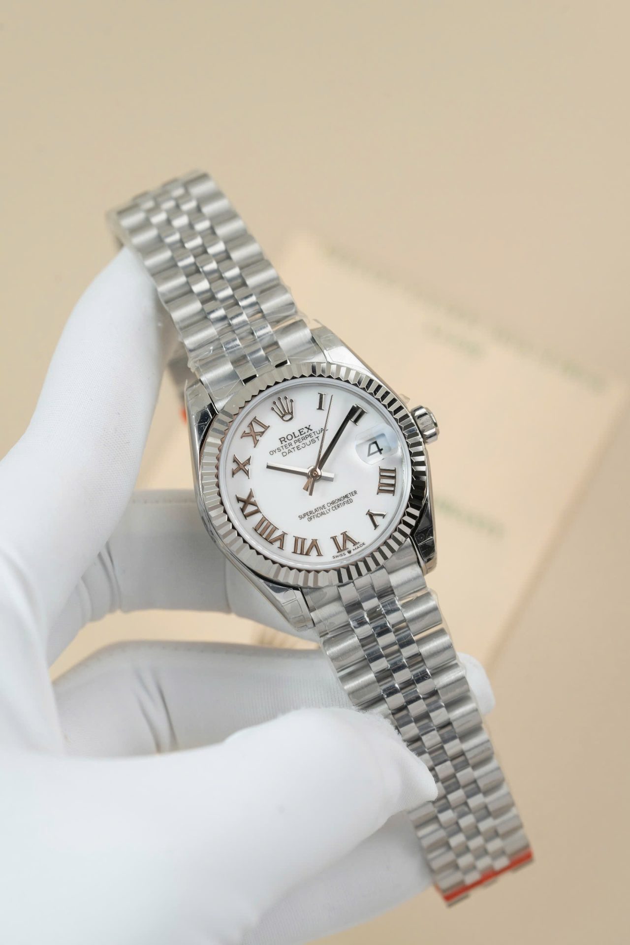 Rolex DateJust Lady Fake Watch White Dial Roman Numerals 31mm - Elite Watch Atelier