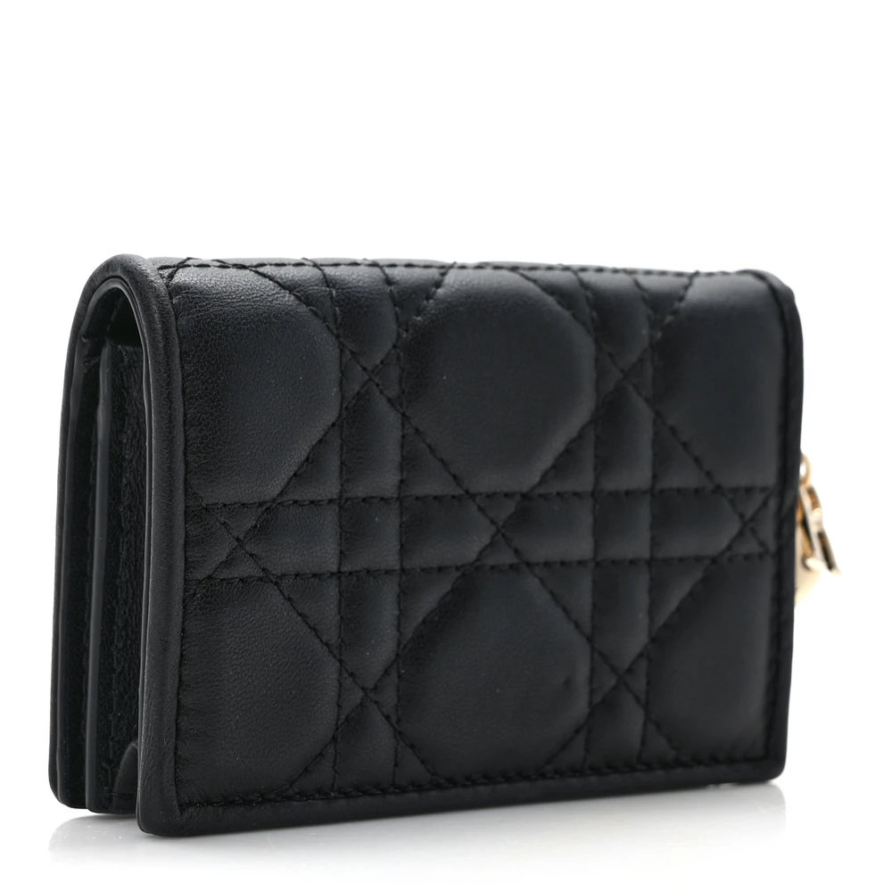 Dior Lambskin Lady Dior Card Holder Replica – Gold Hardware Perfection