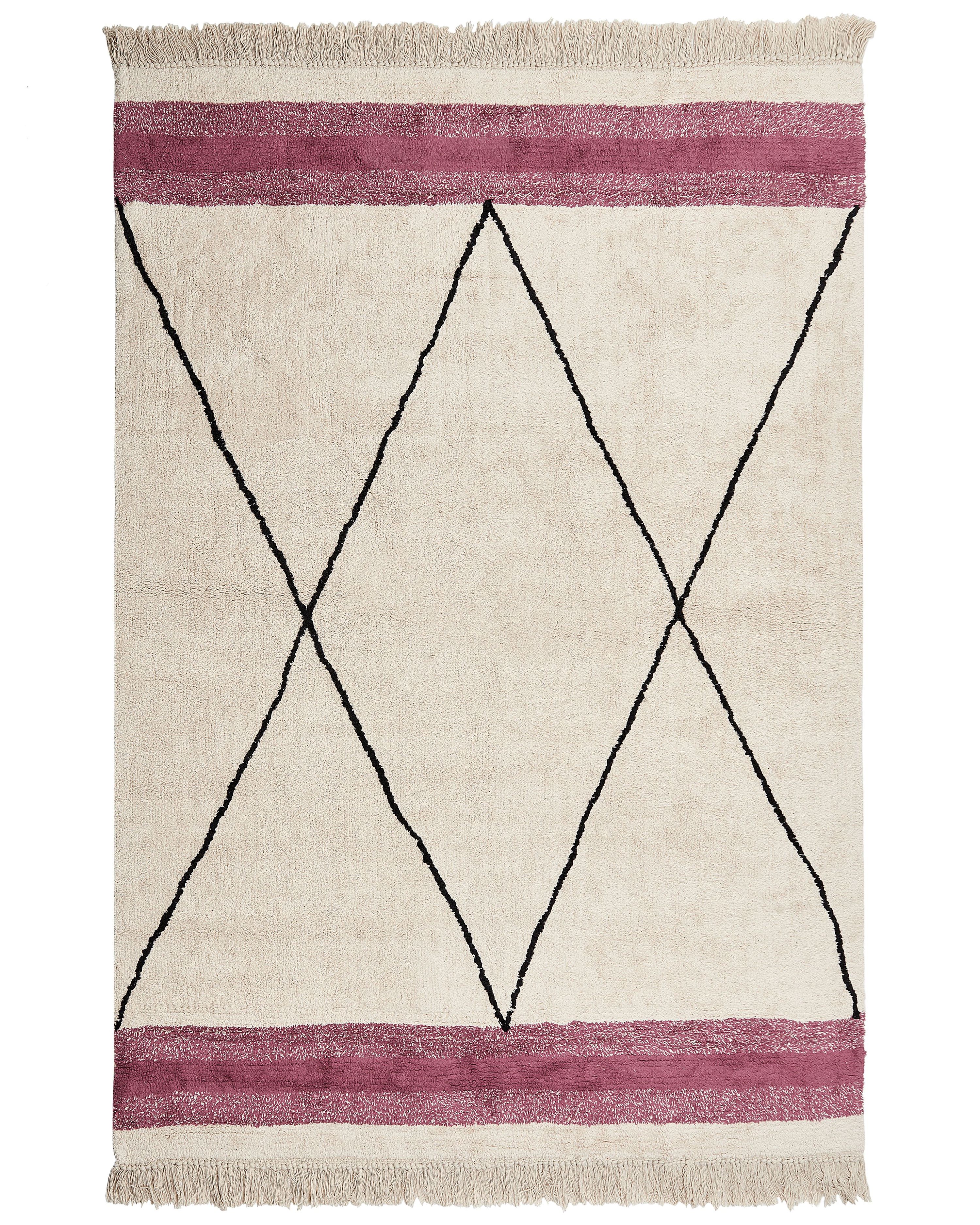 Rug AFSAR Light Beige 160 x 230 cm Cotton