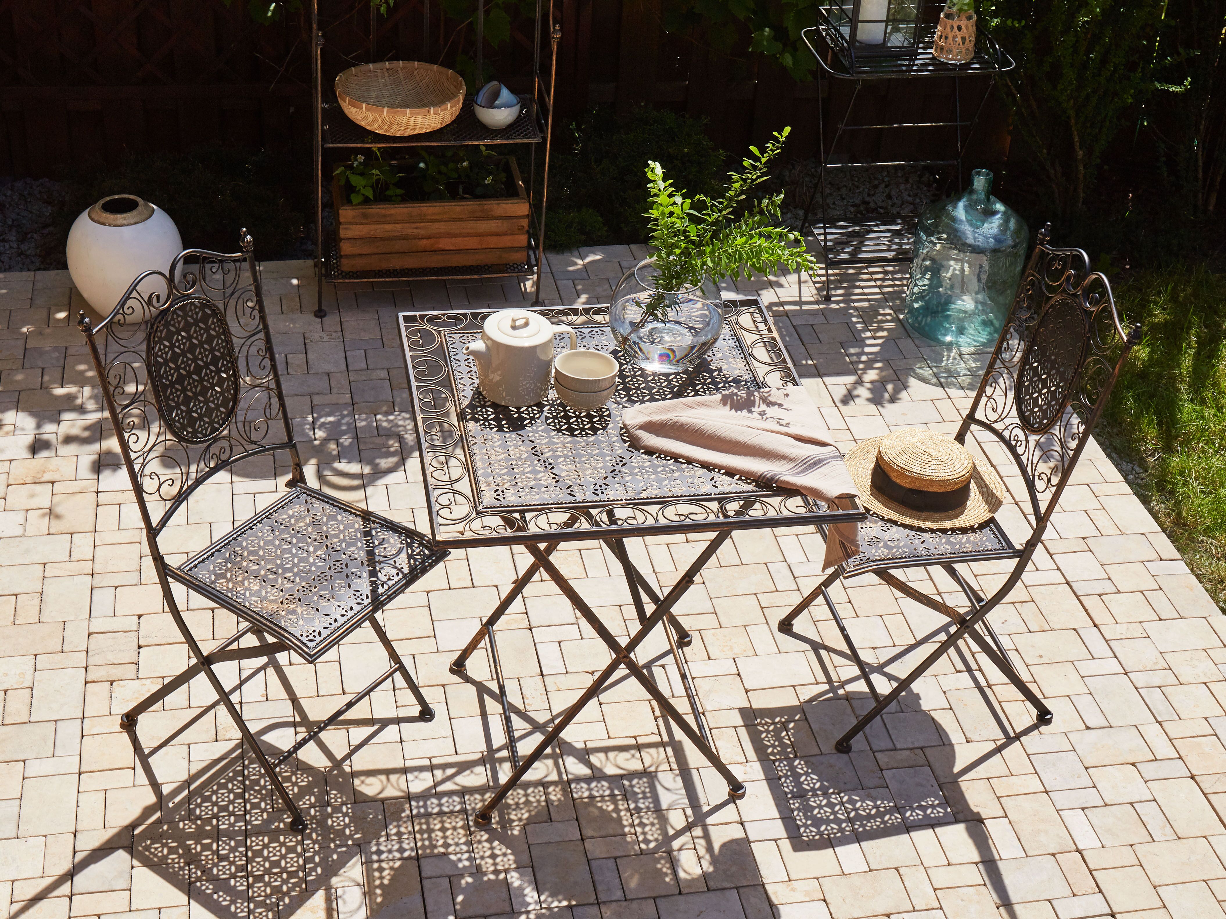 Bistro Set Folding BORMIO Metal Black