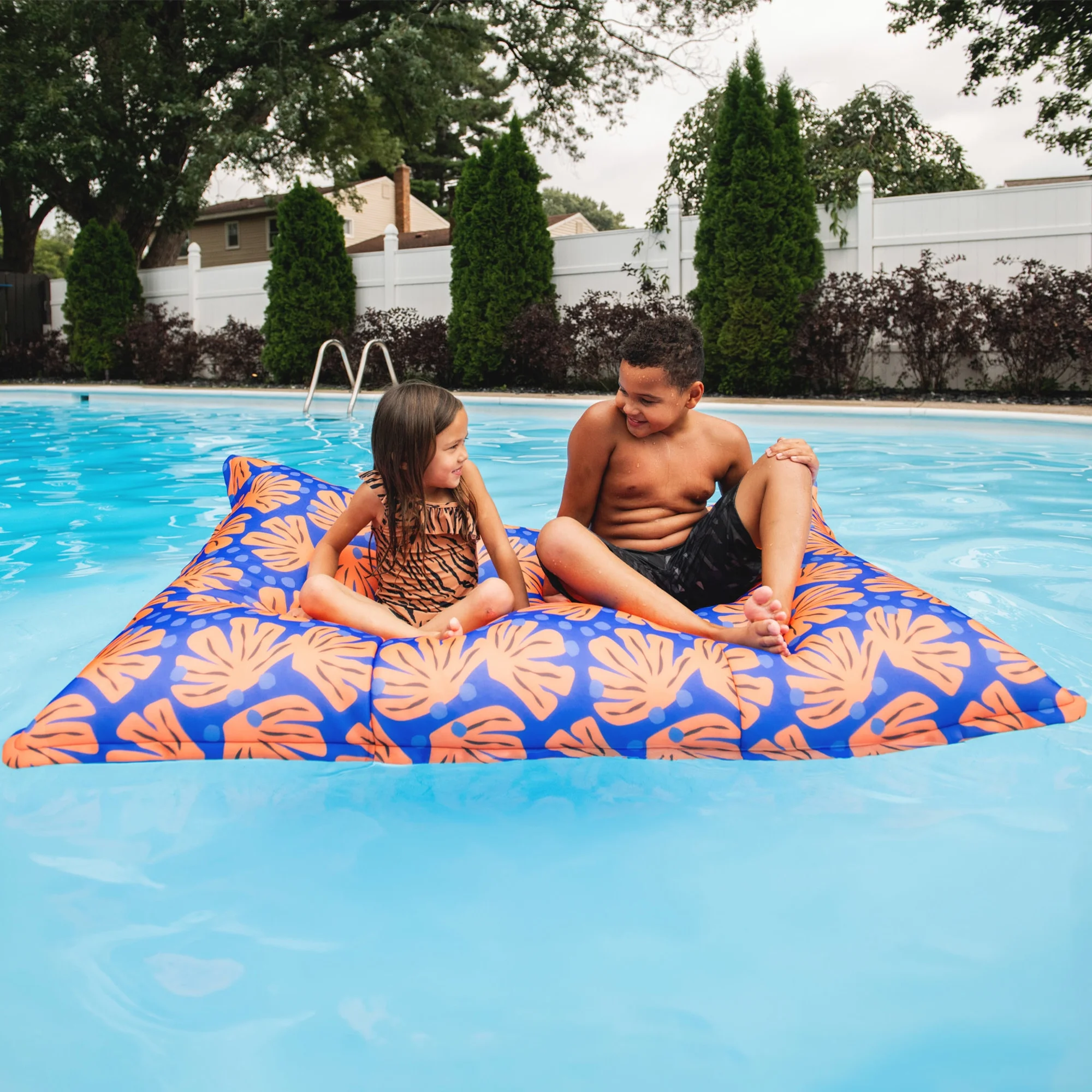 Big Joe Lagoon Lounger No Inflation Needed Pool Float, Americana Nautical Stripe Double Sided Mesh, Quick Draining Fabric, 5 feet Giant - Image 49