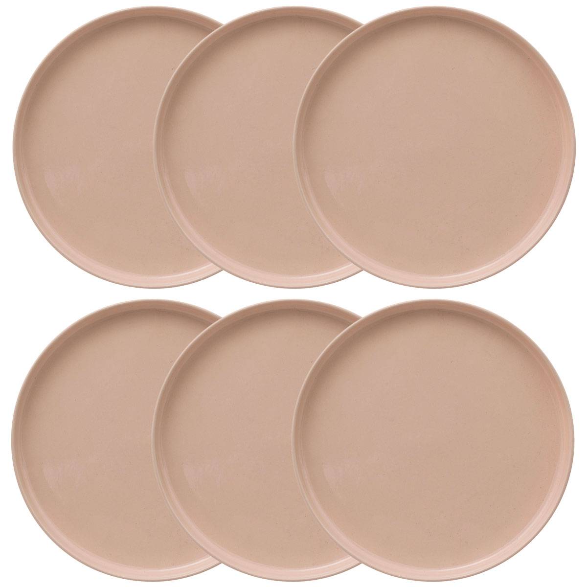 Set of 6 dessert plates Stoneware (ceramic), D.20 cm, Light pink