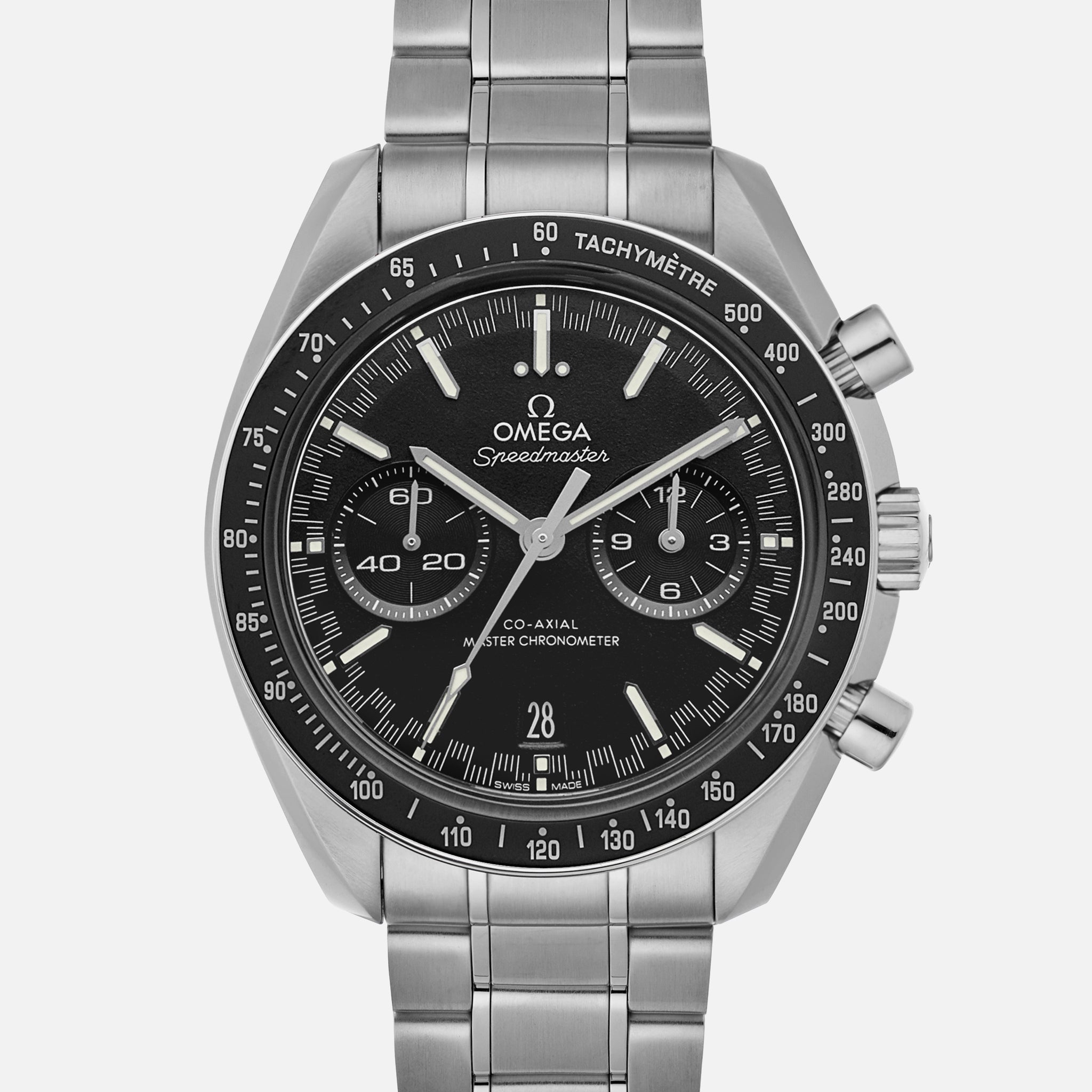 Speedmaster Racing Co-Axial Master Chronometer Chronograph 44.25mm Black Dial With White Accents On Bracelet(1:1 replica) - Top club