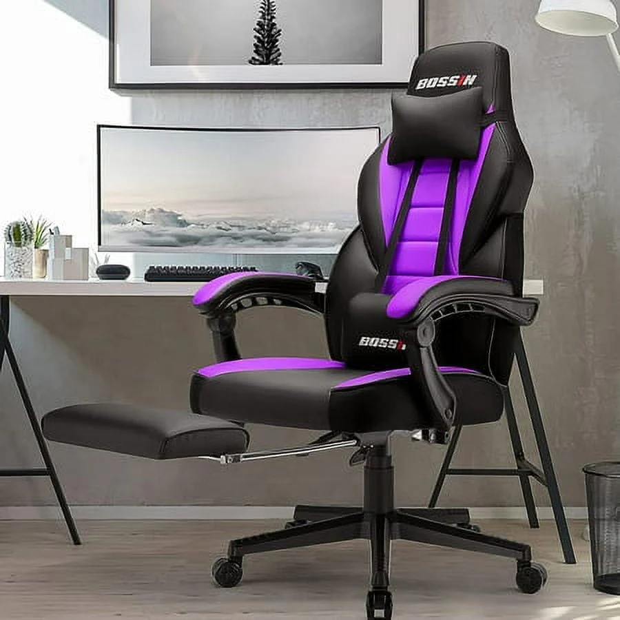 Bossin Gaming Chairs with Footrest,2022 Leather Game Chair for Adults,Big and Tall Gamer Chair with Headrest and Lumbar Support - Image 12
