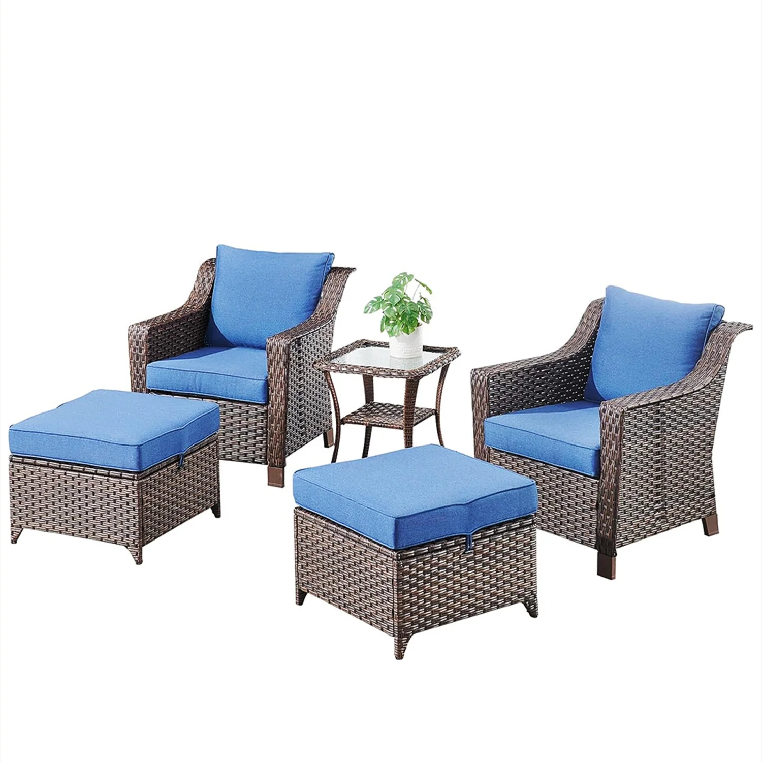 Bellefurn Outdoor Wicker Patio Chairs Set of 2 with Side Table,All-Weather Wicker Rattan Chairs Patio Furniture Chairs for Porch Balcony Backyard Yard Deck - Image 26