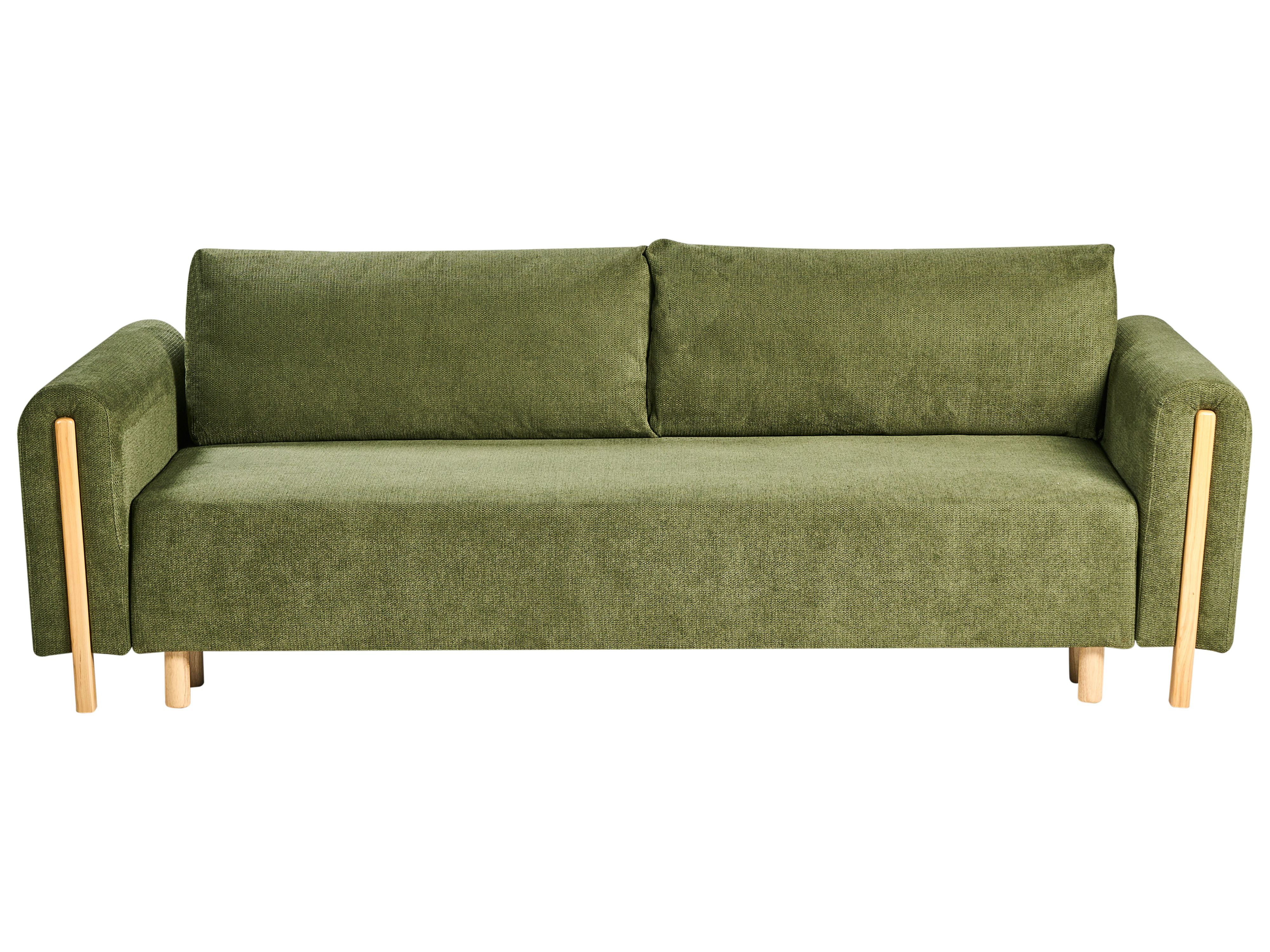 Sofa Bed 3 Seater KVAM Fabric Green with Storage
